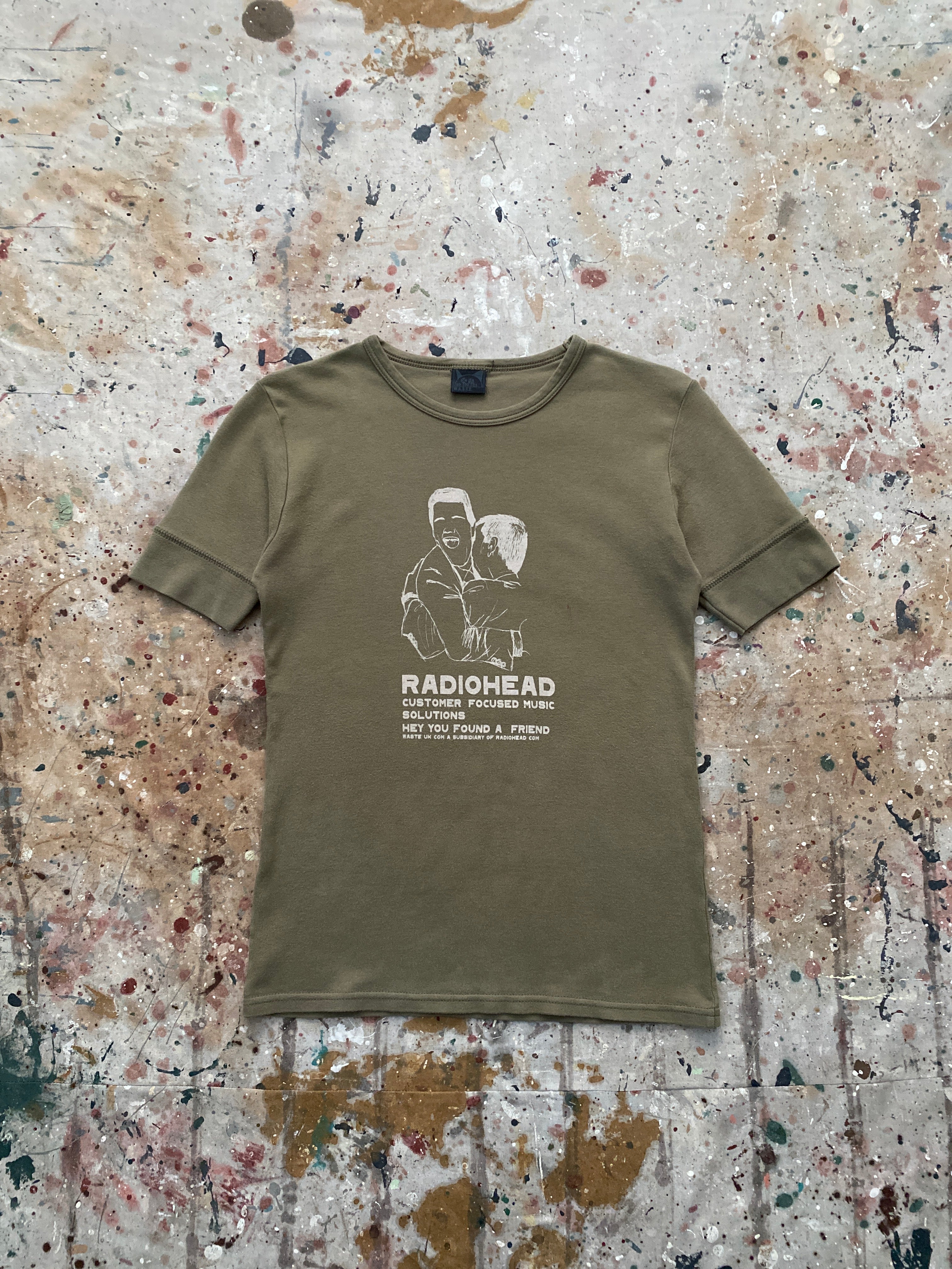 2002 "customer focused" sage green radiohead tee