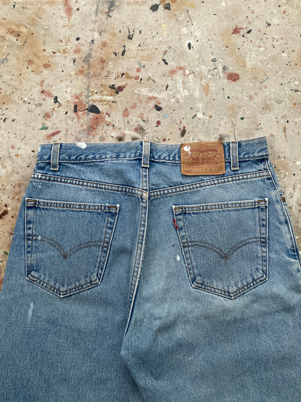 90s levi's 505 paint splattered jeans
