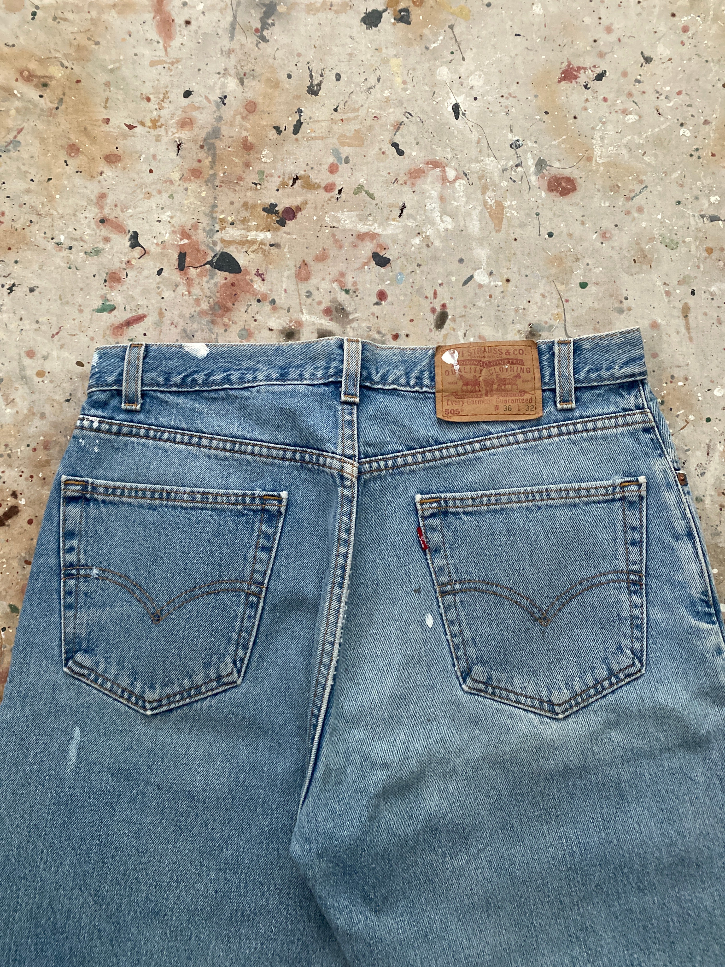 90s levi's 505 paint splattered jeans