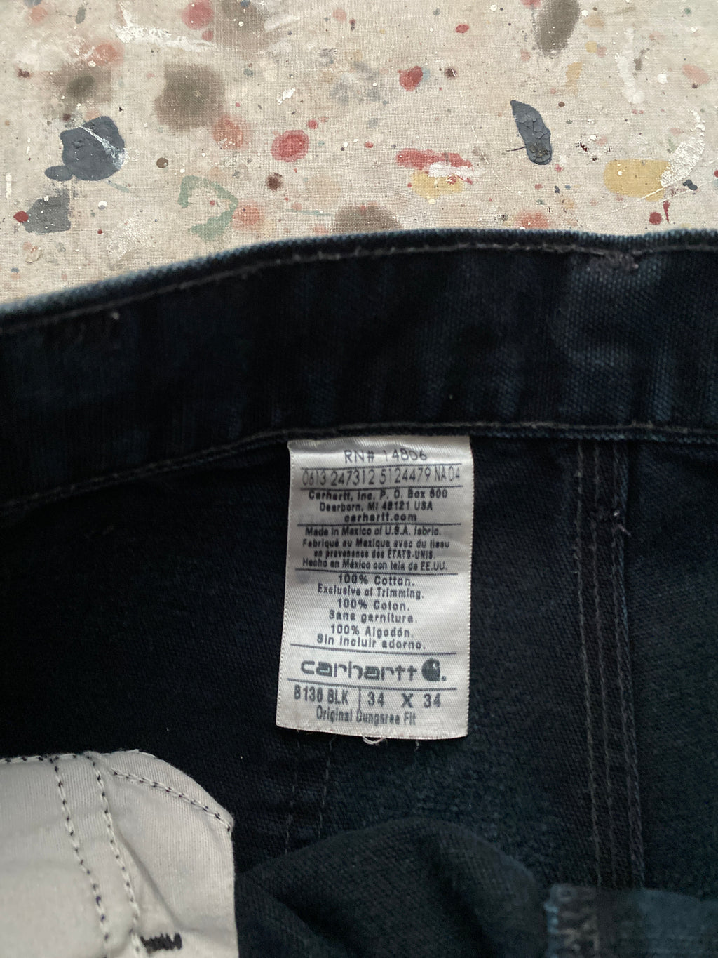 90s black carhartt double knee canvas pants