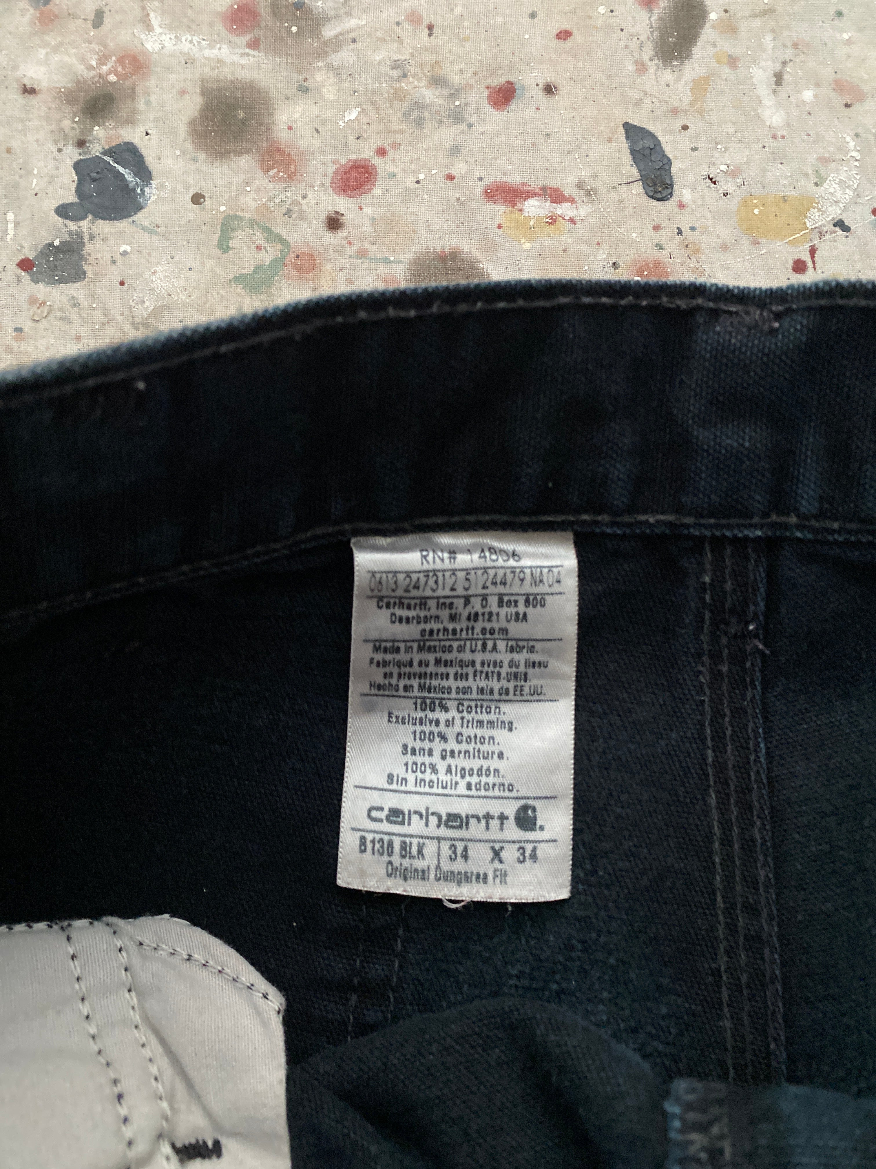 90s black carhartt double knee canvas pants