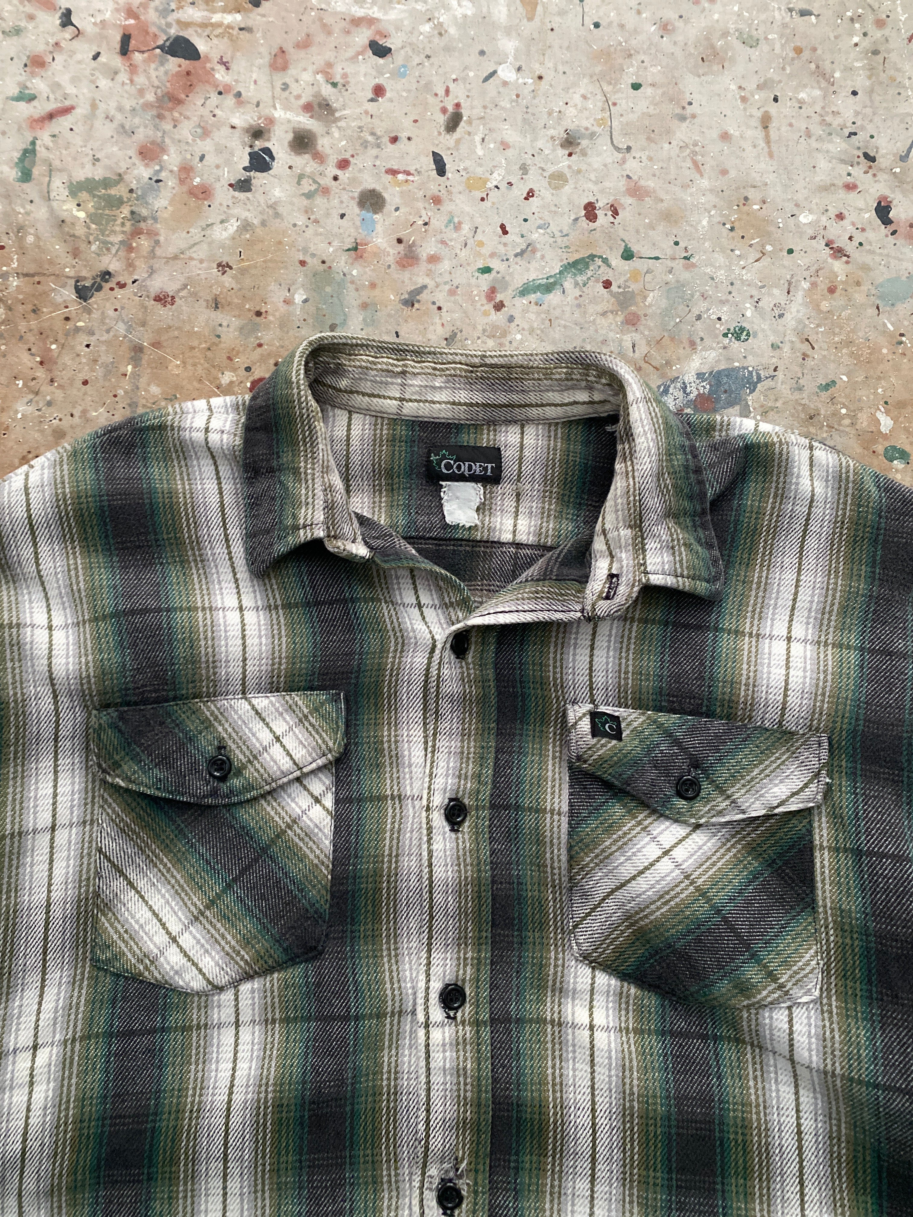 90s shadow plaid cotton flannel shirt