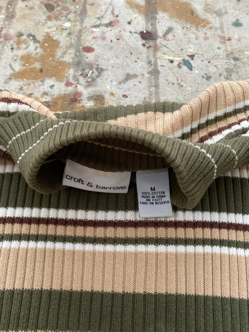 90s striped cotton knit mock neck sweater