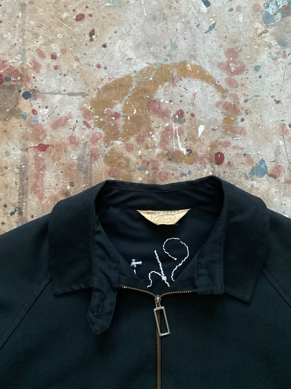 60s "sol" black chain stitched light weight jacket