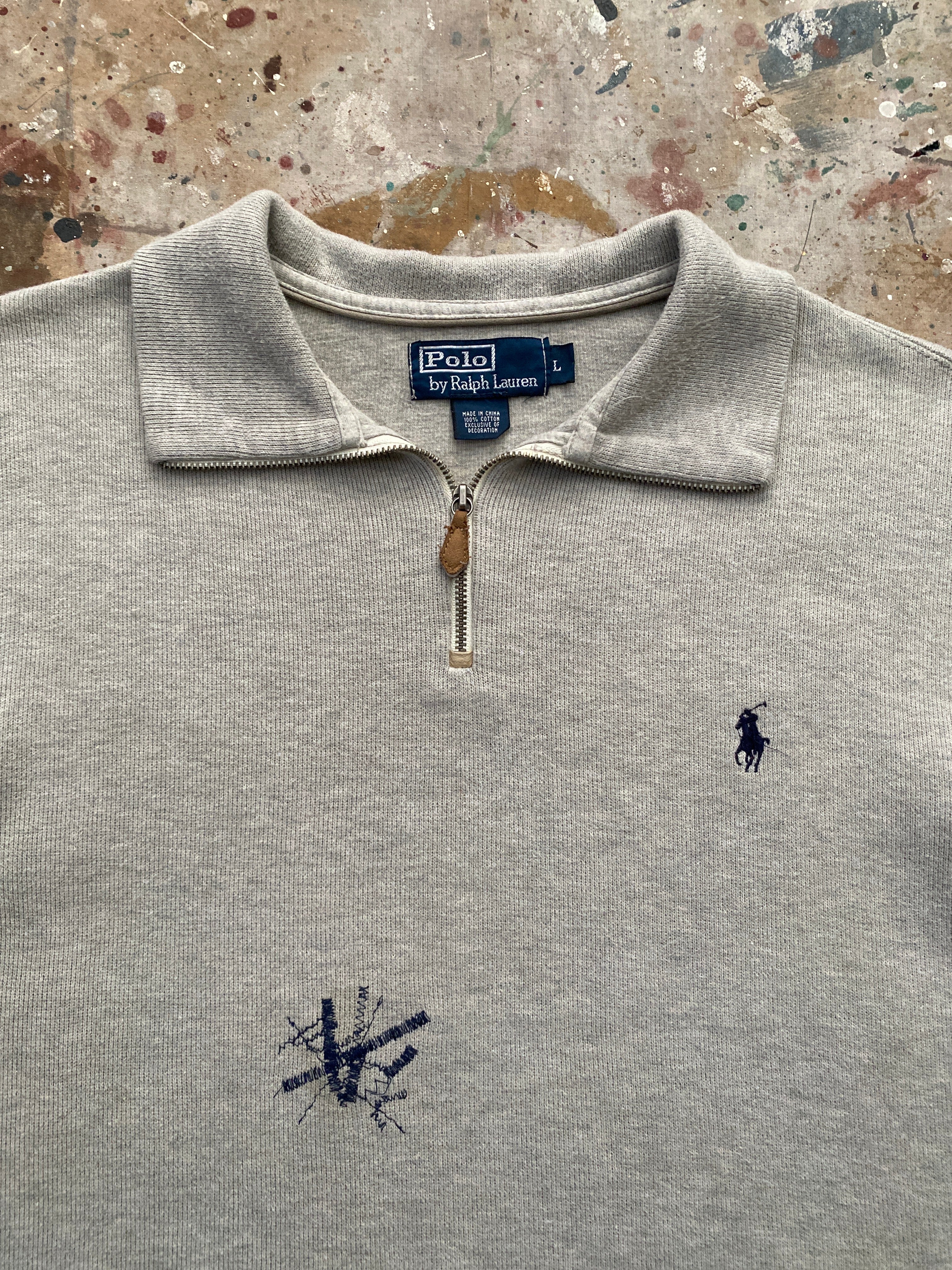 90s PRL repaired quarter zip sweater