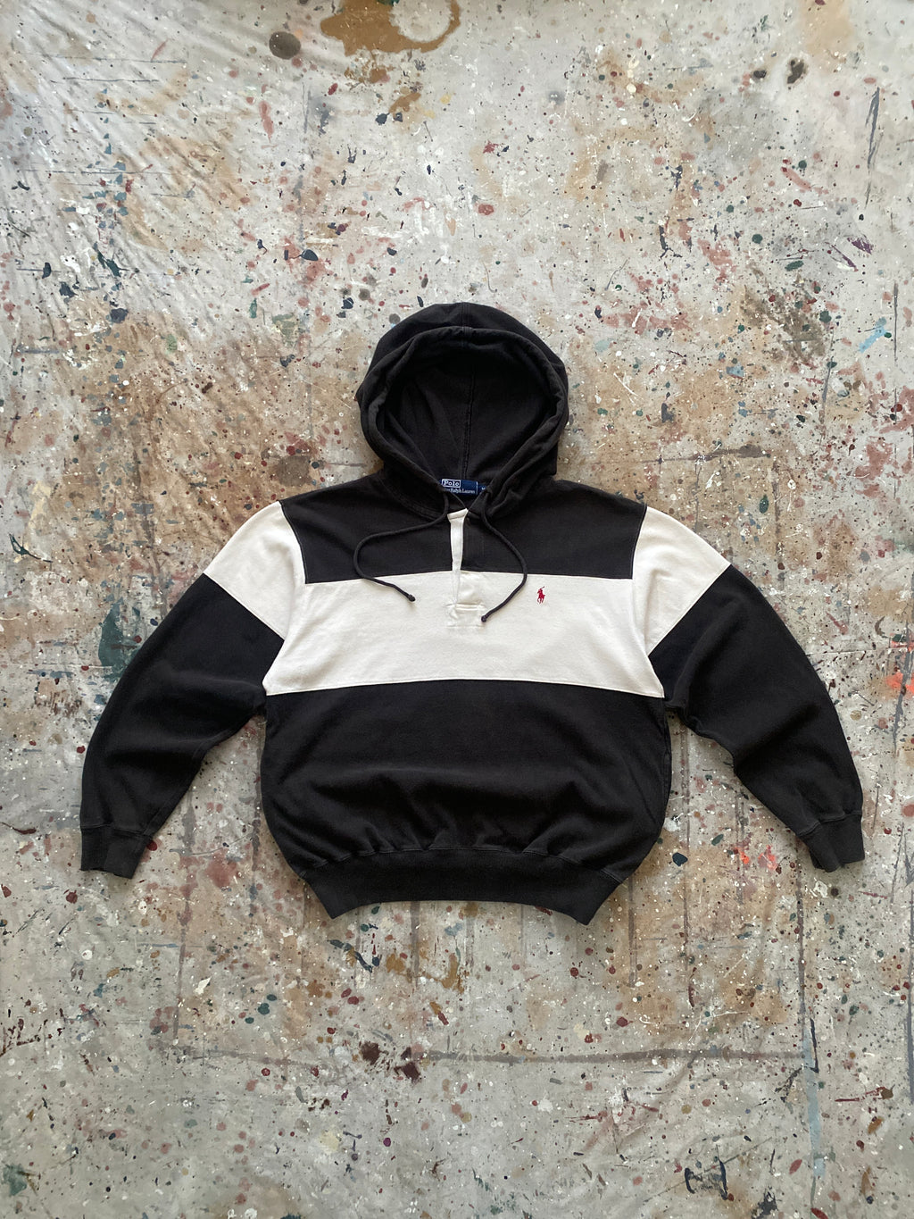 90s PRL hooded rugby shirt