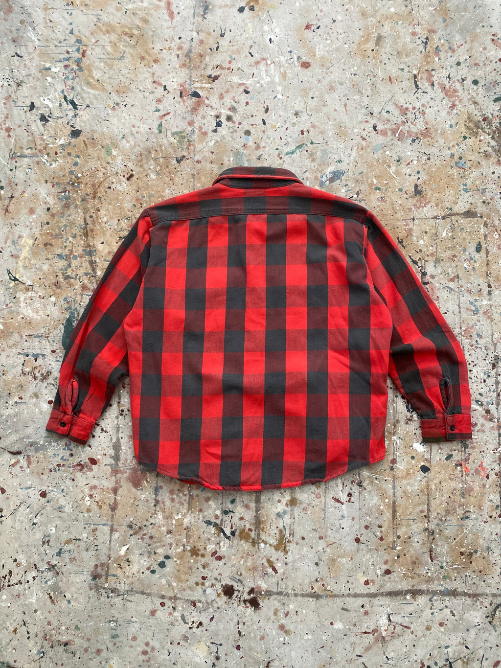 70s buffalo plaid brushed cotton flannel shirt