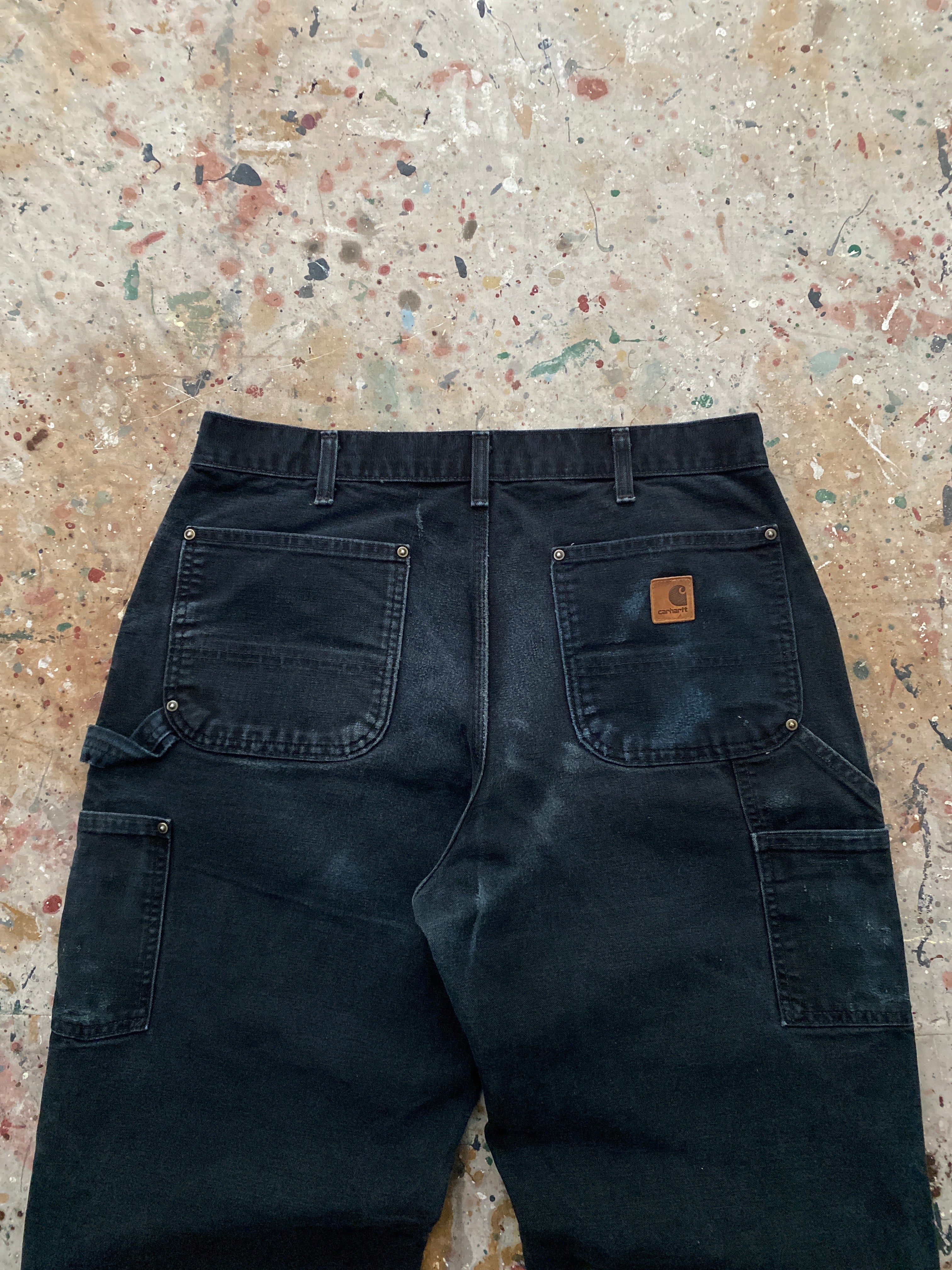 90s black carhartt double knee canvas pants