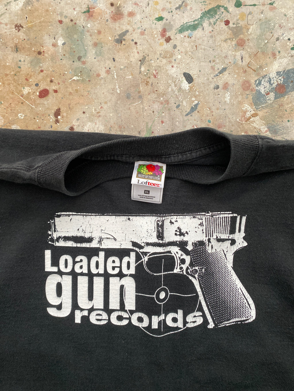 90s faded black loaded gun records long sleeve tee