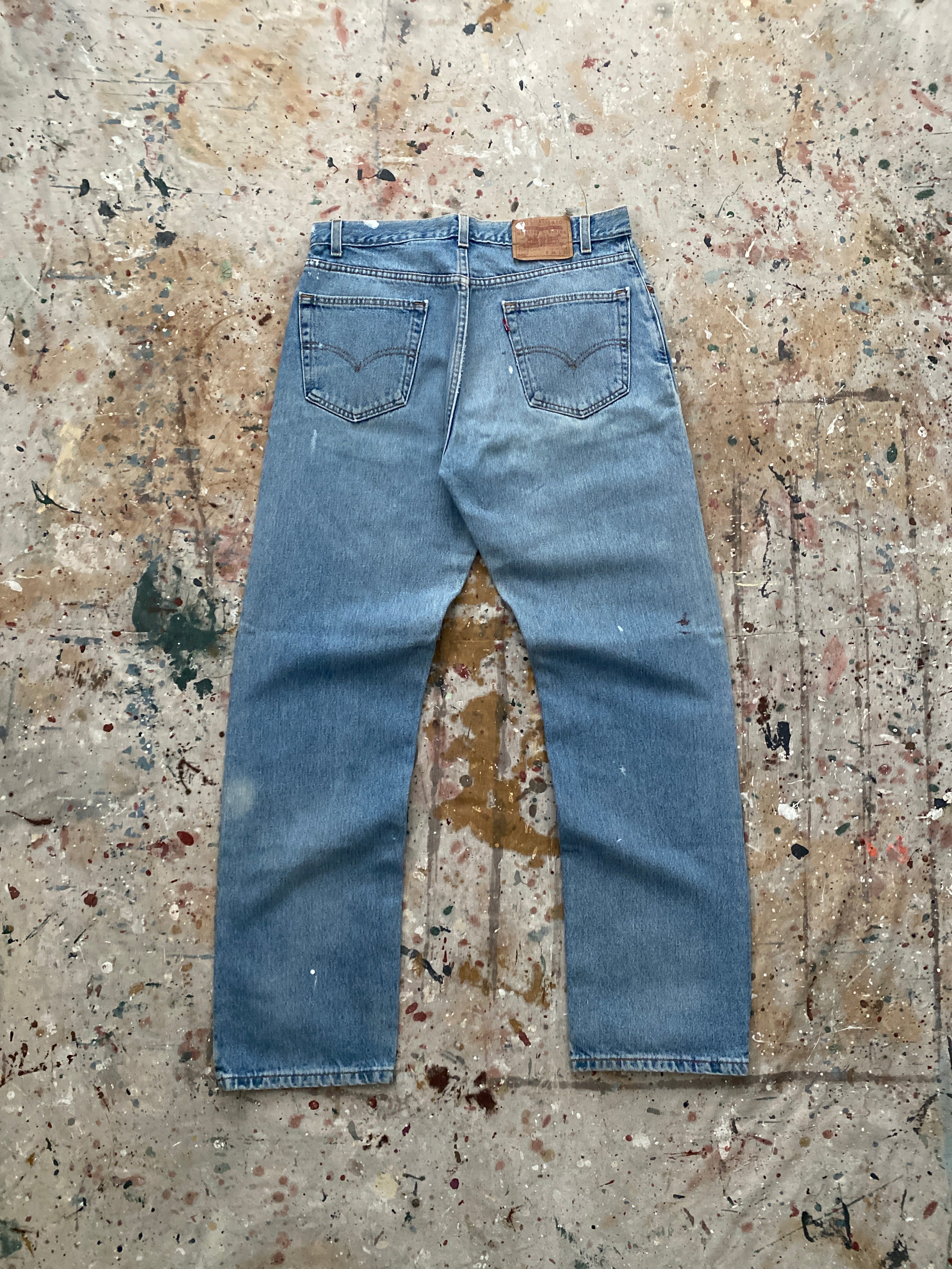 90s levi's 505 paint splattered jeans