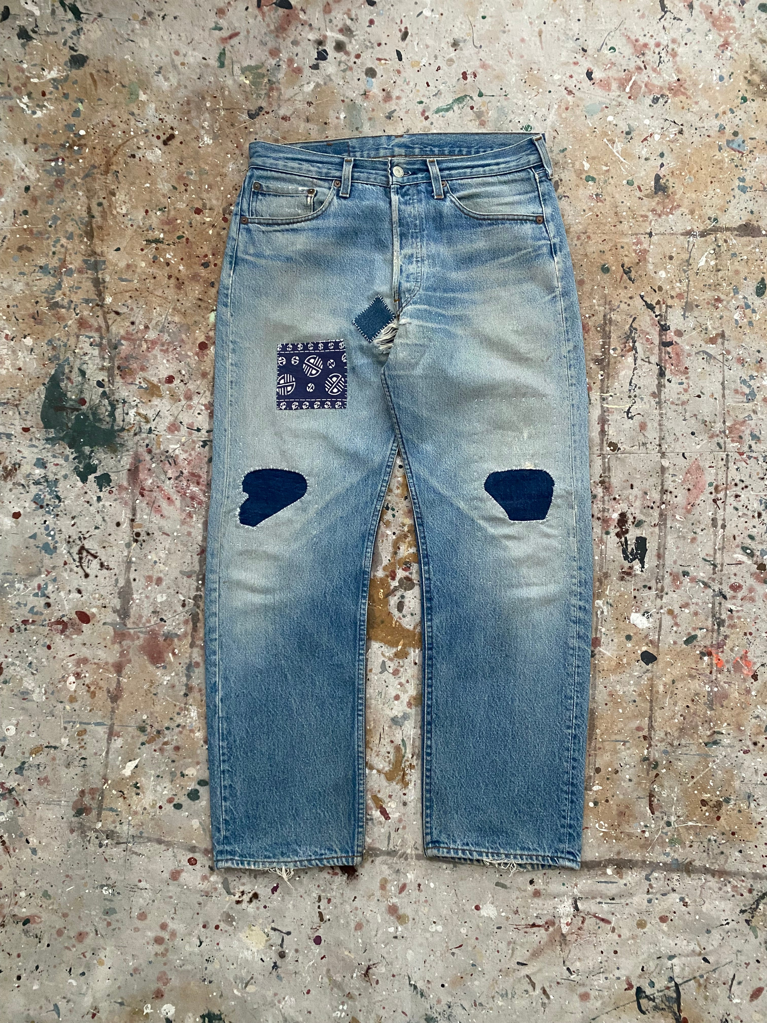 80s faded and repaired levi's 501 jeans