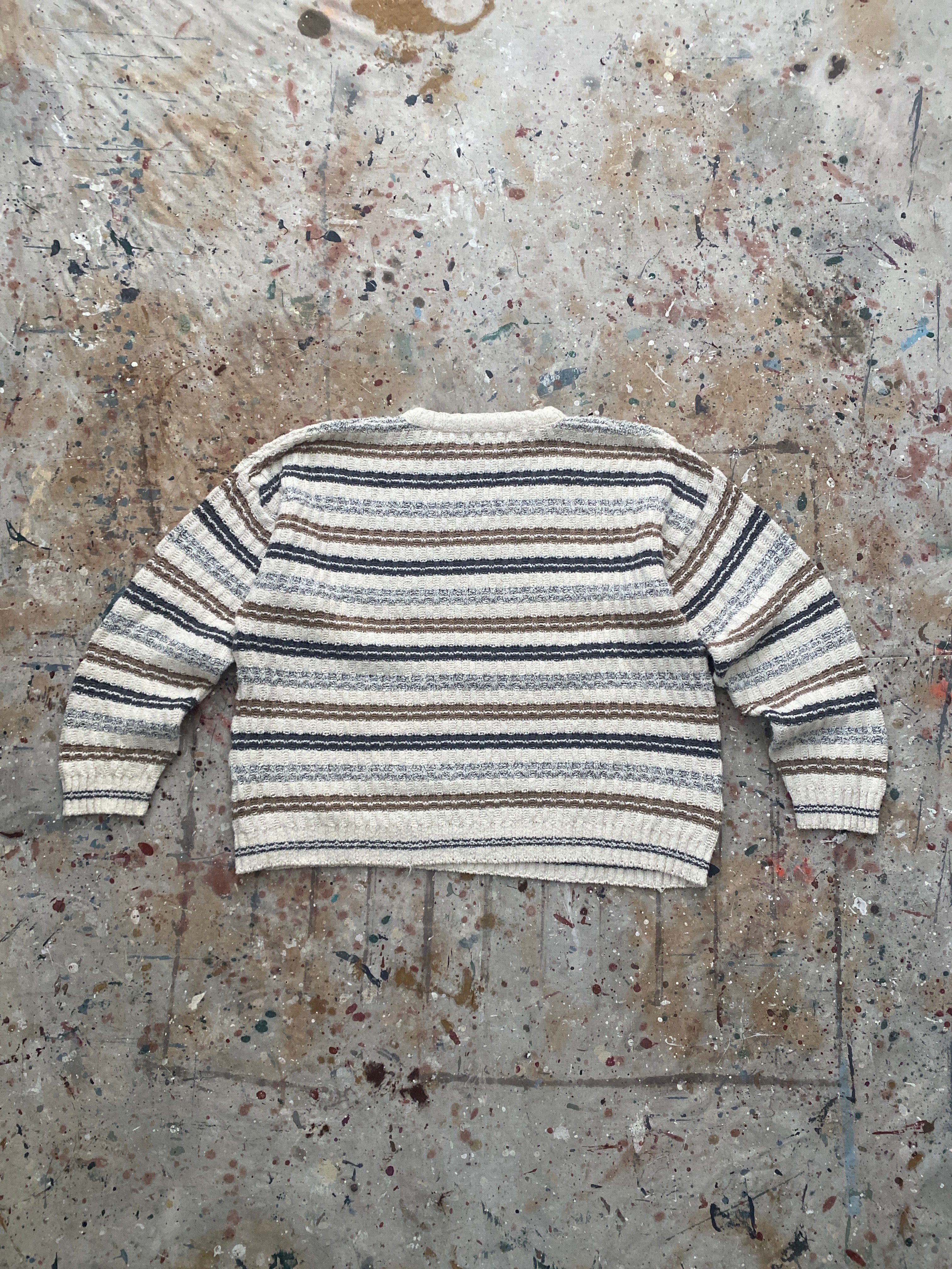 80s drop shoulder chunky knit cotton sweater