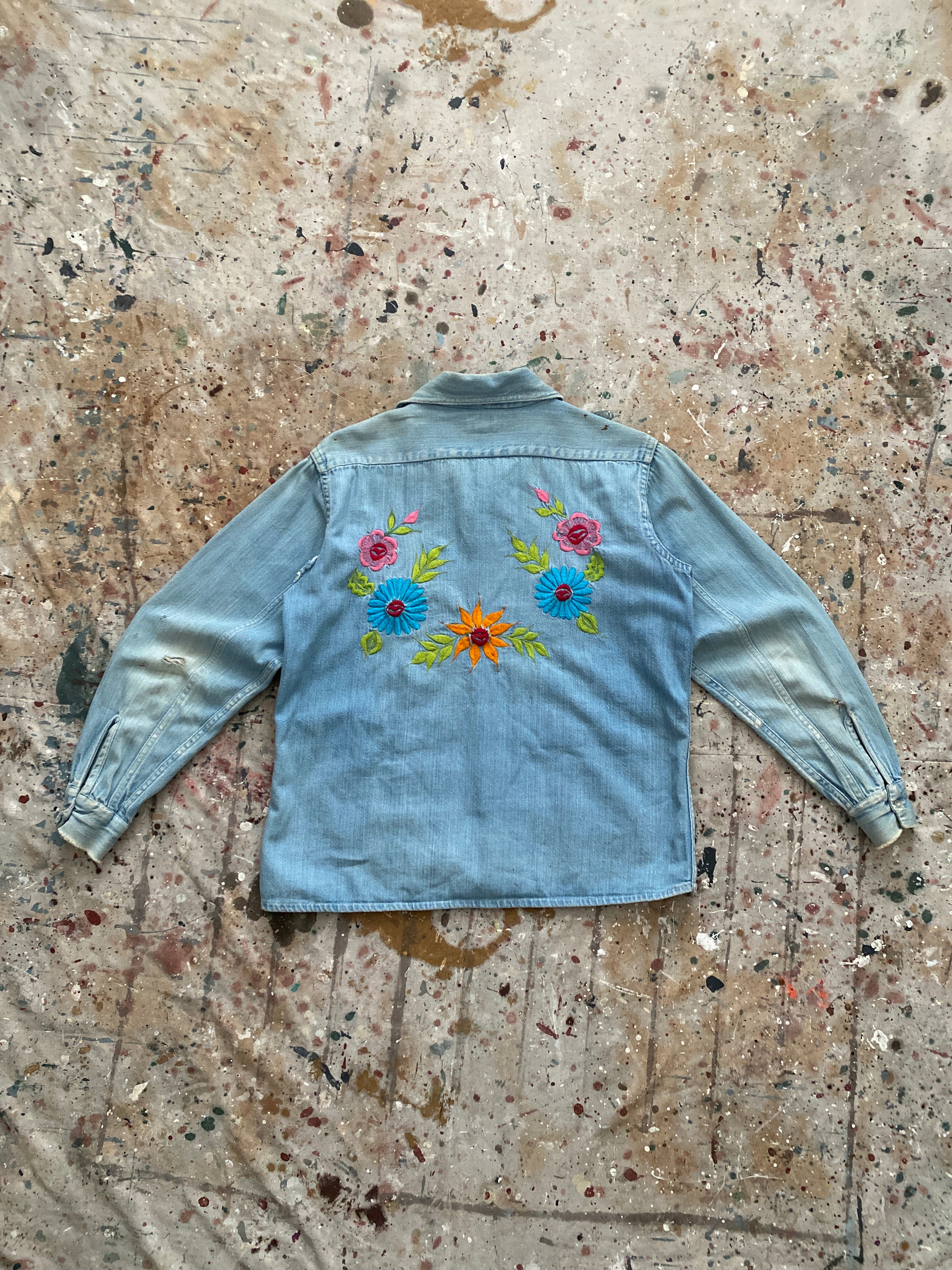 60s embroidered denim shirt