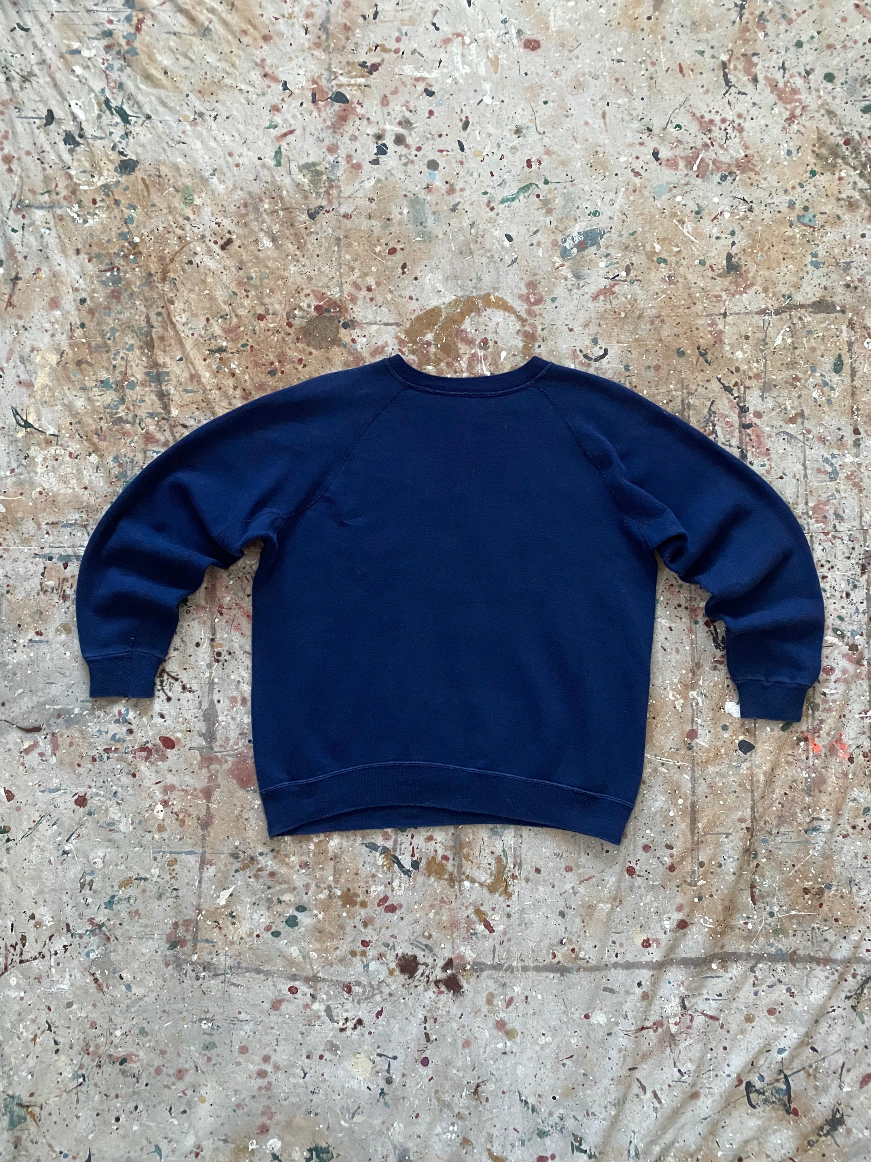 70s "reasonably prudent person" flocked sweatshirt