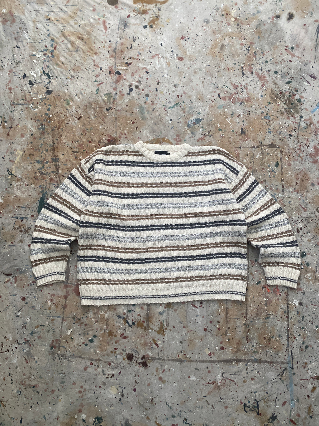 80s drop shoulder chunky knit cotton sweater