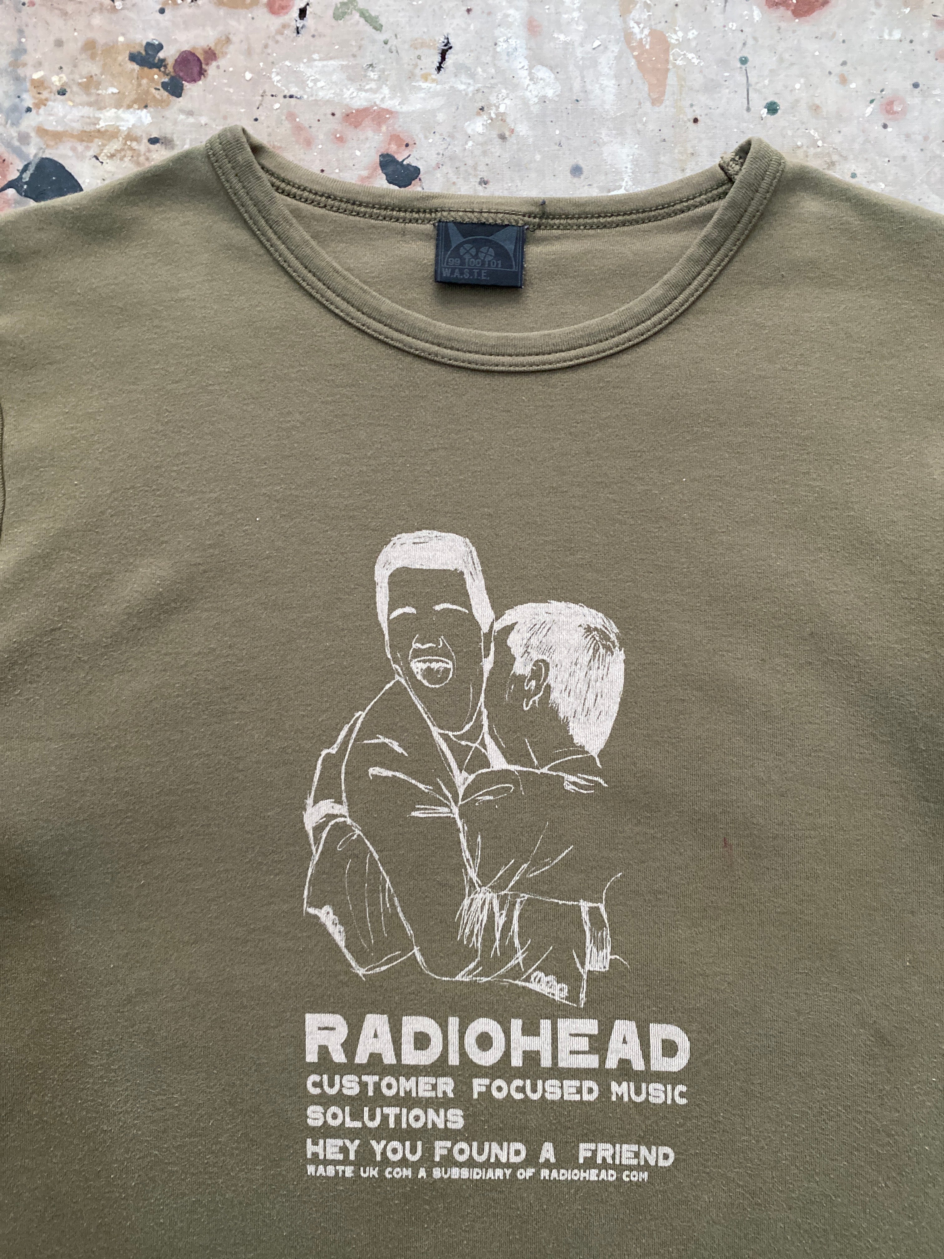 2002 "customer focused" sage green radiohead tee