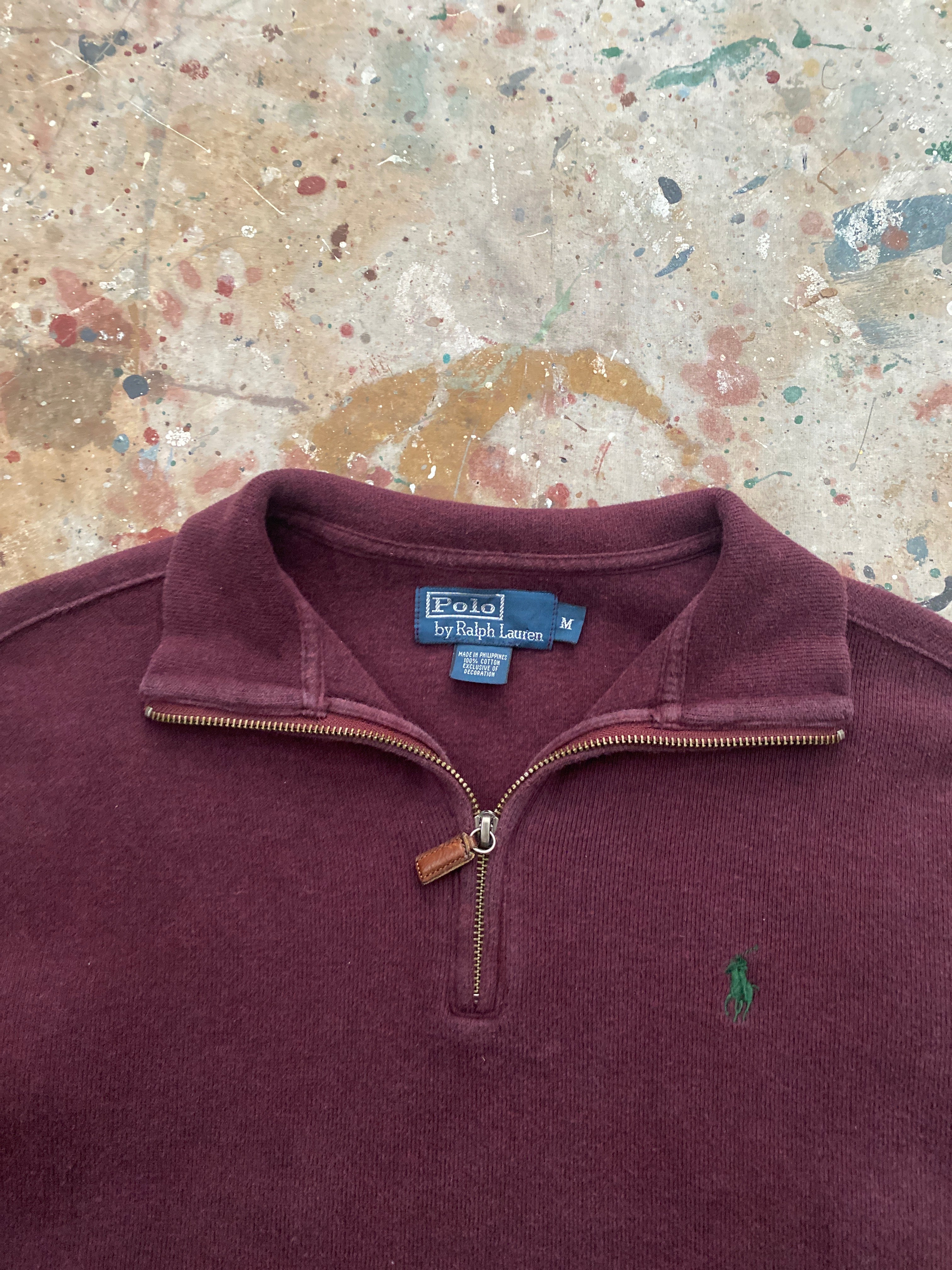 90s sun faded PRL quarter zip sweater