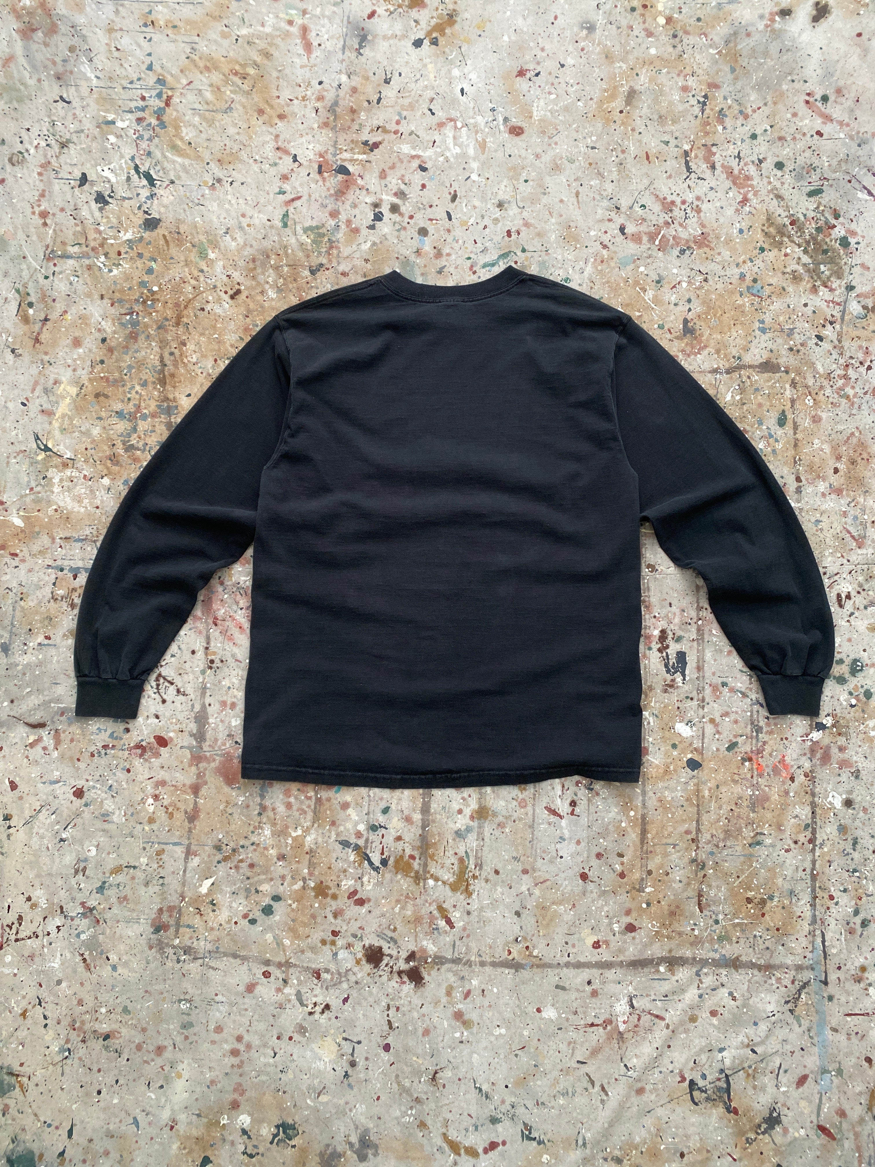 90s faded black loaded gun records long sleeve tee