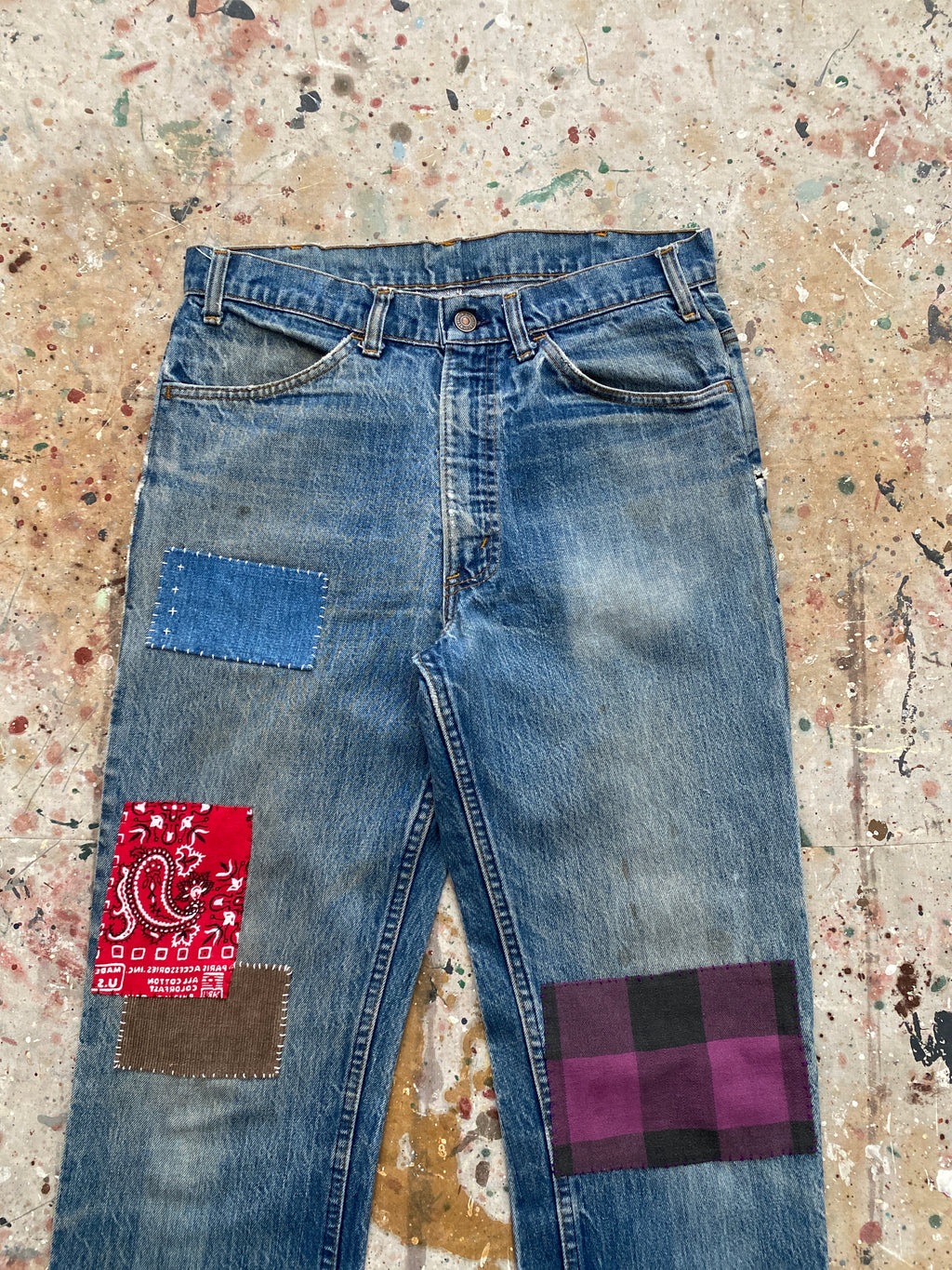70s levi's 646 patchwork hippy jeans