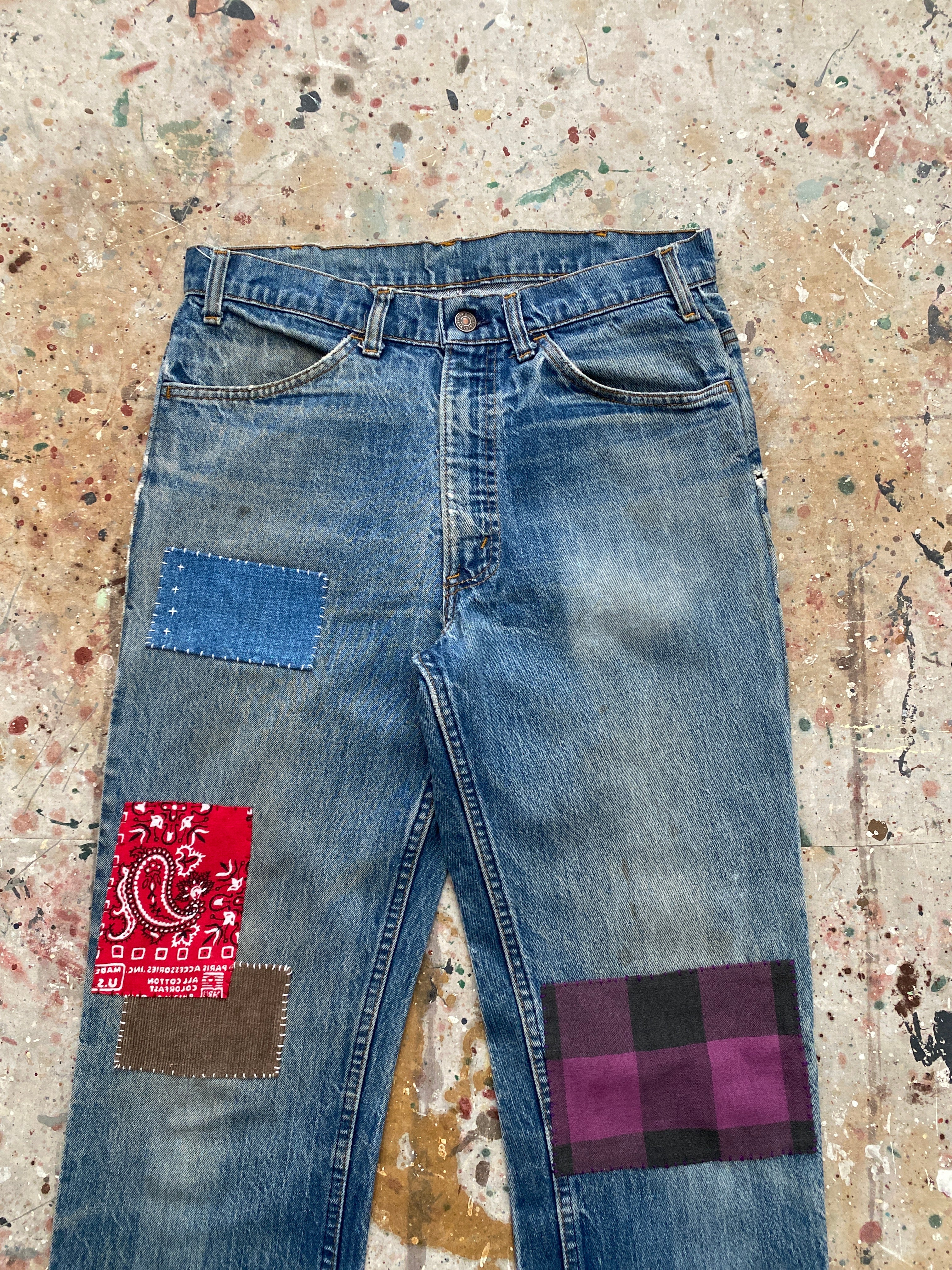 70s levi's 646 patchwork hippy jeans