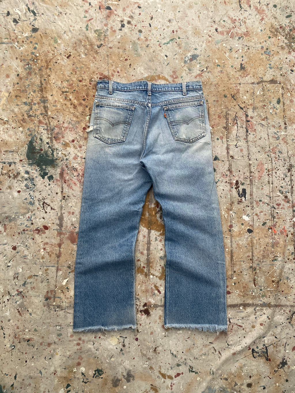 80s levi's 517 distressed patched jeans