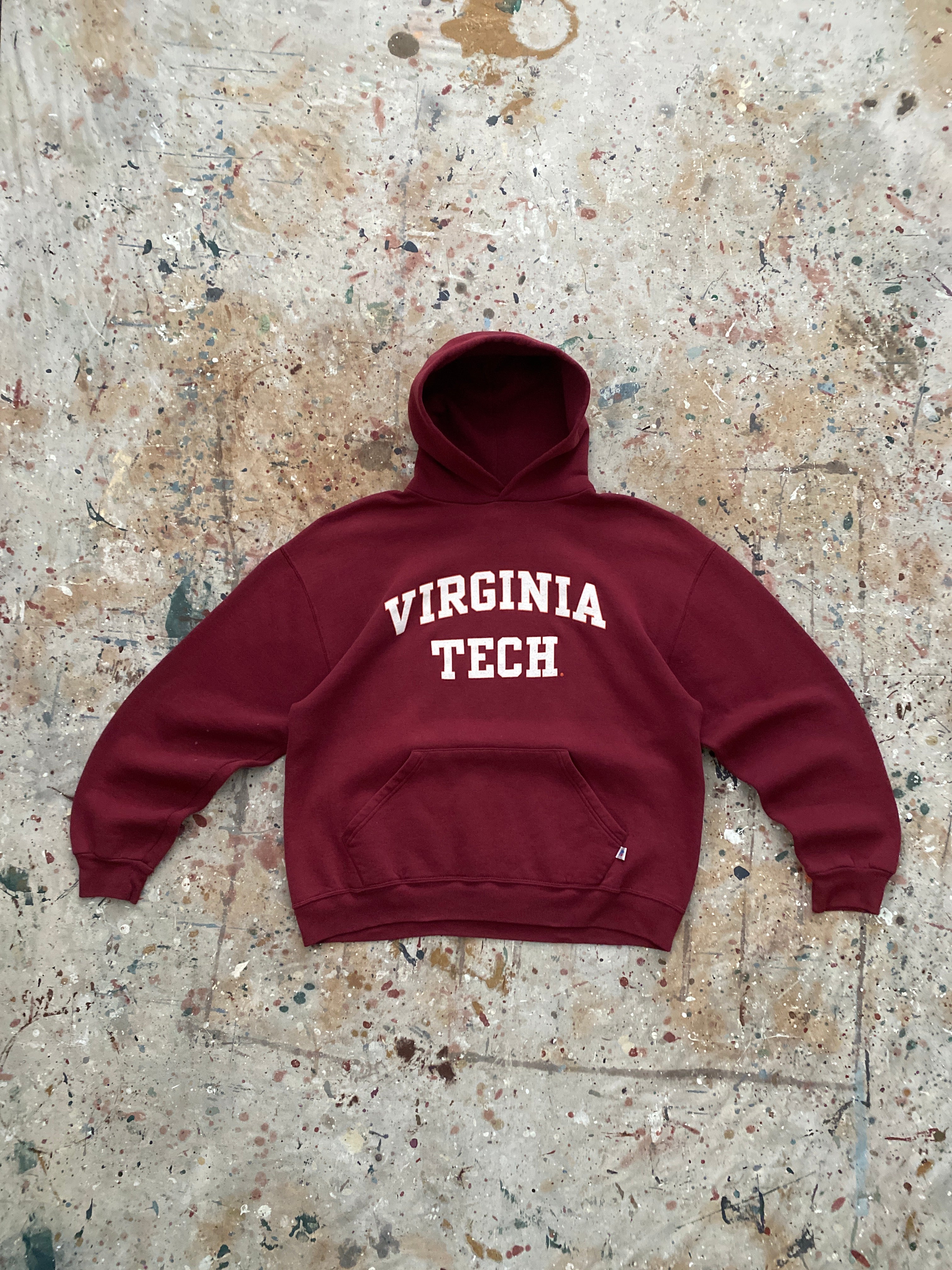 00s virginia tech faded maroon russell hoodie