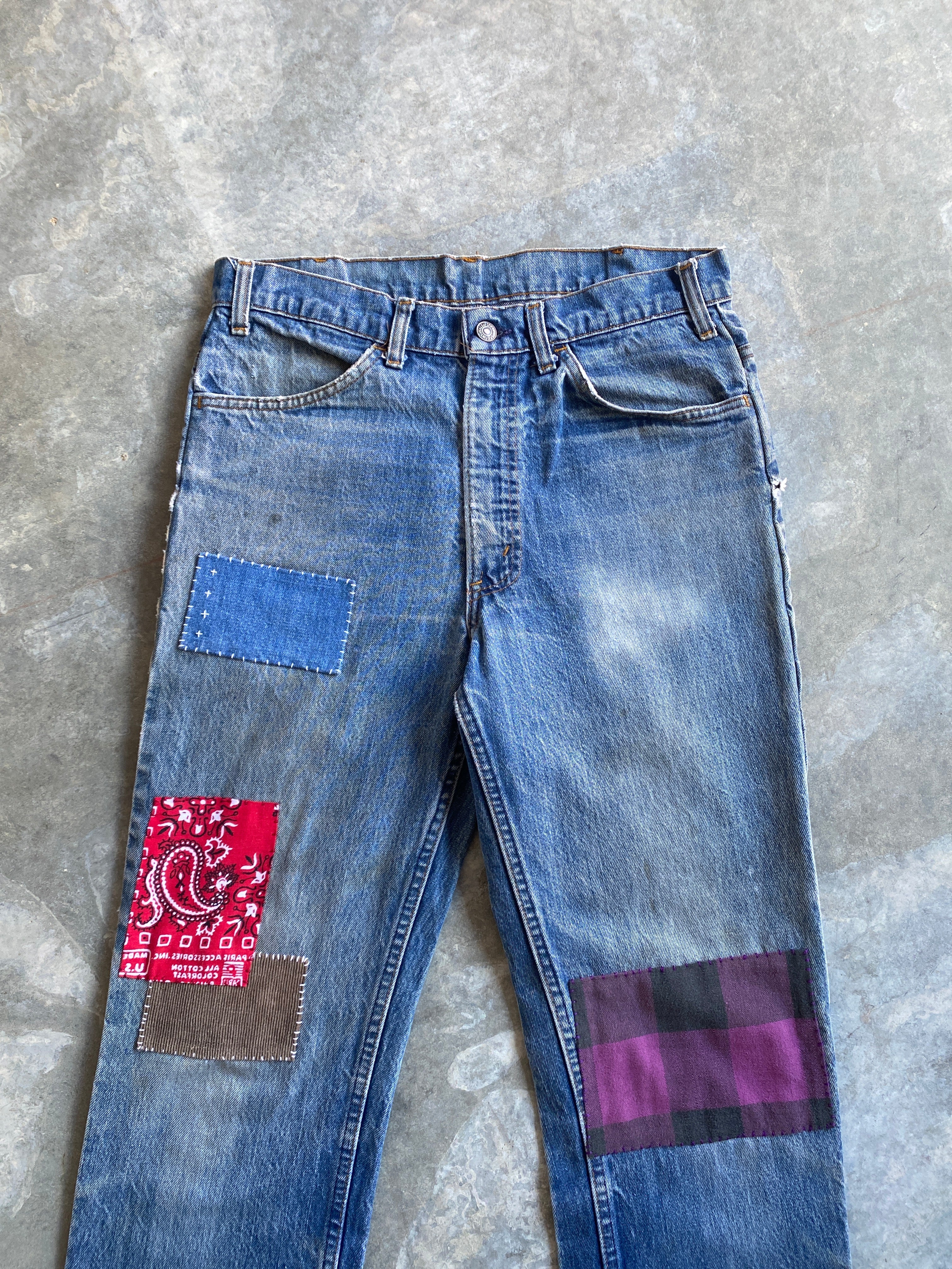 70s levi's 646 patchwork hippy jeans