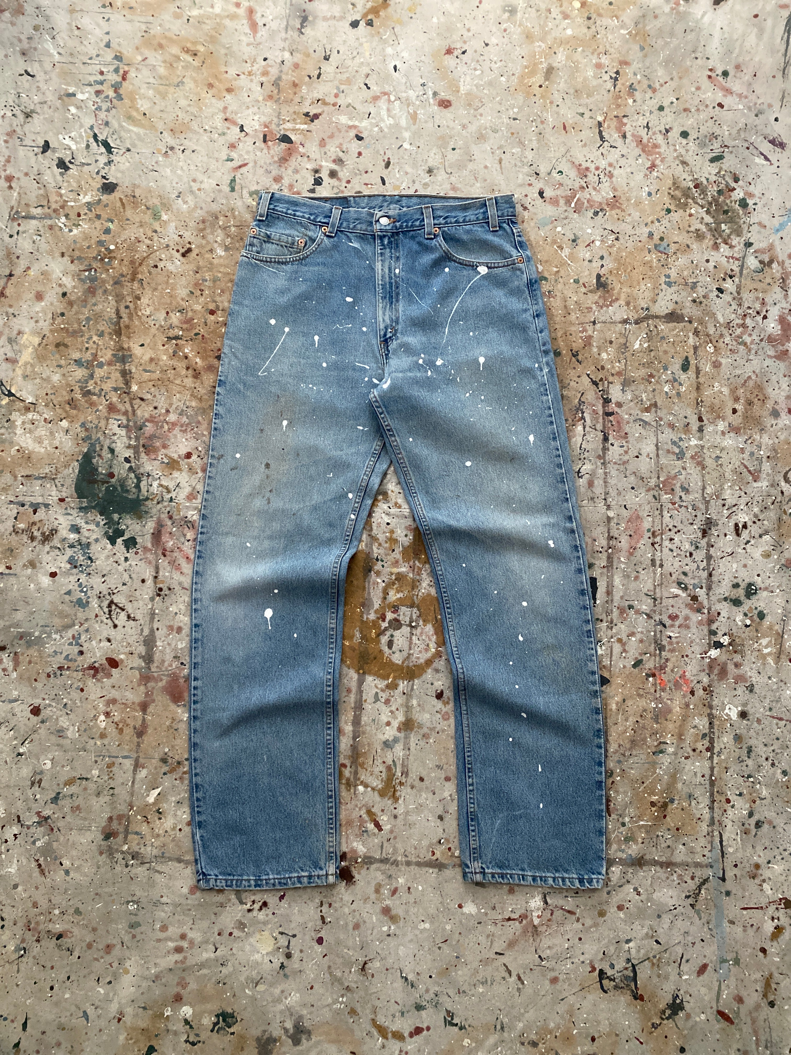 90s levi's 505 paint splattered jeans