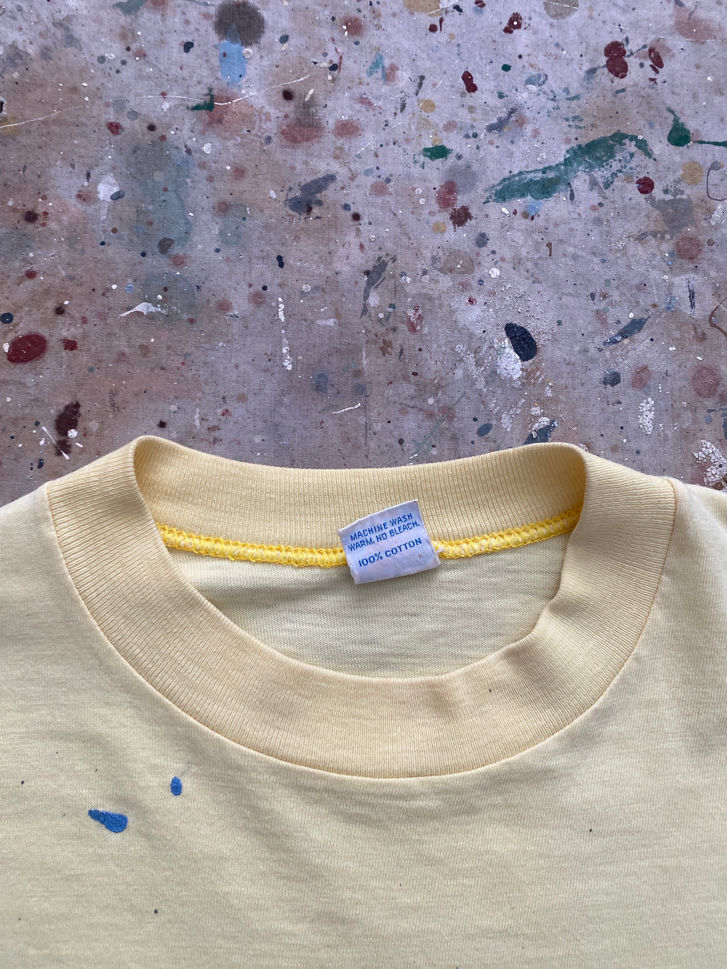 70s pale yellow b kliban painter tee