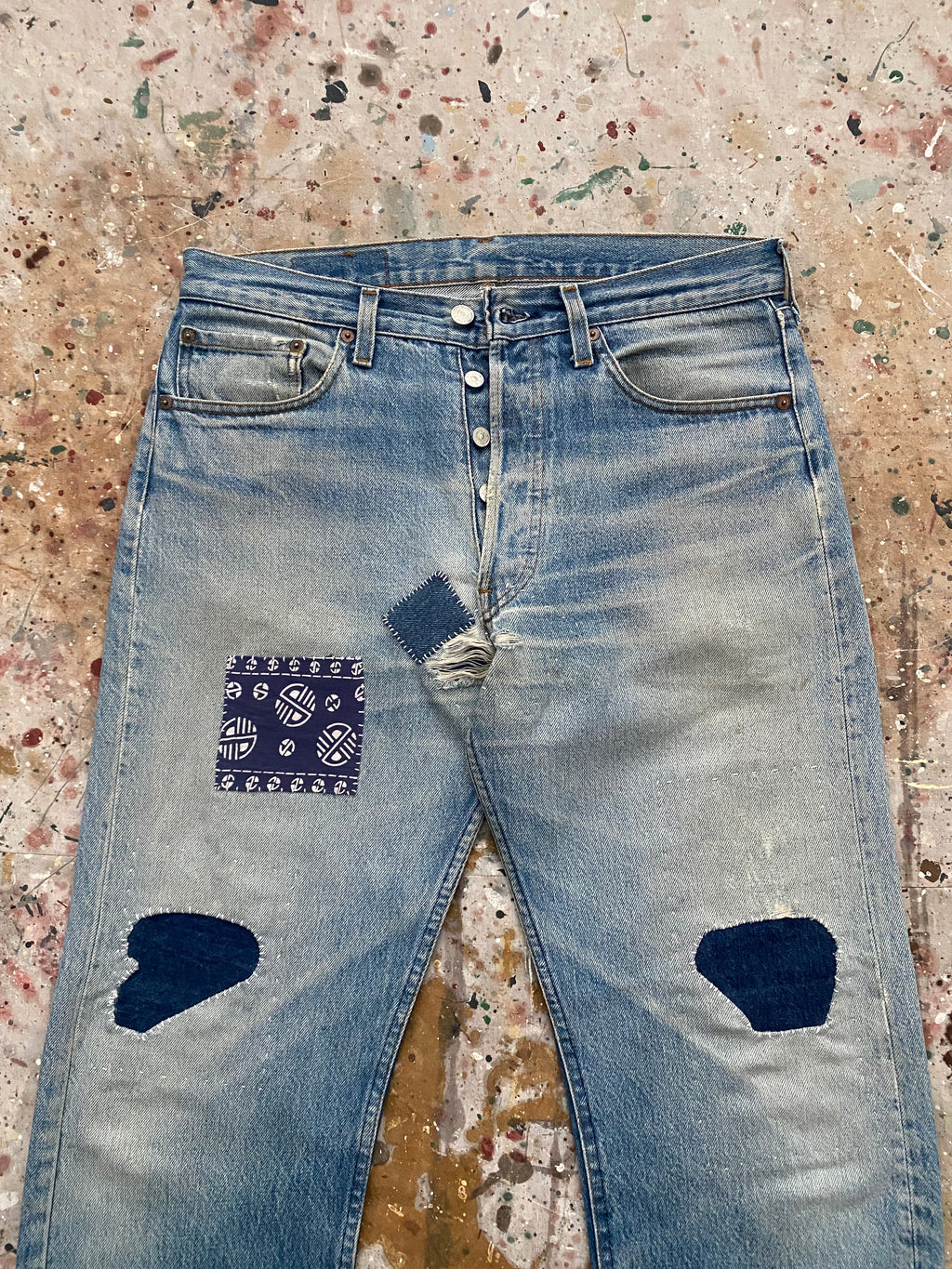 80s faded and repaired levi's 501 jeans