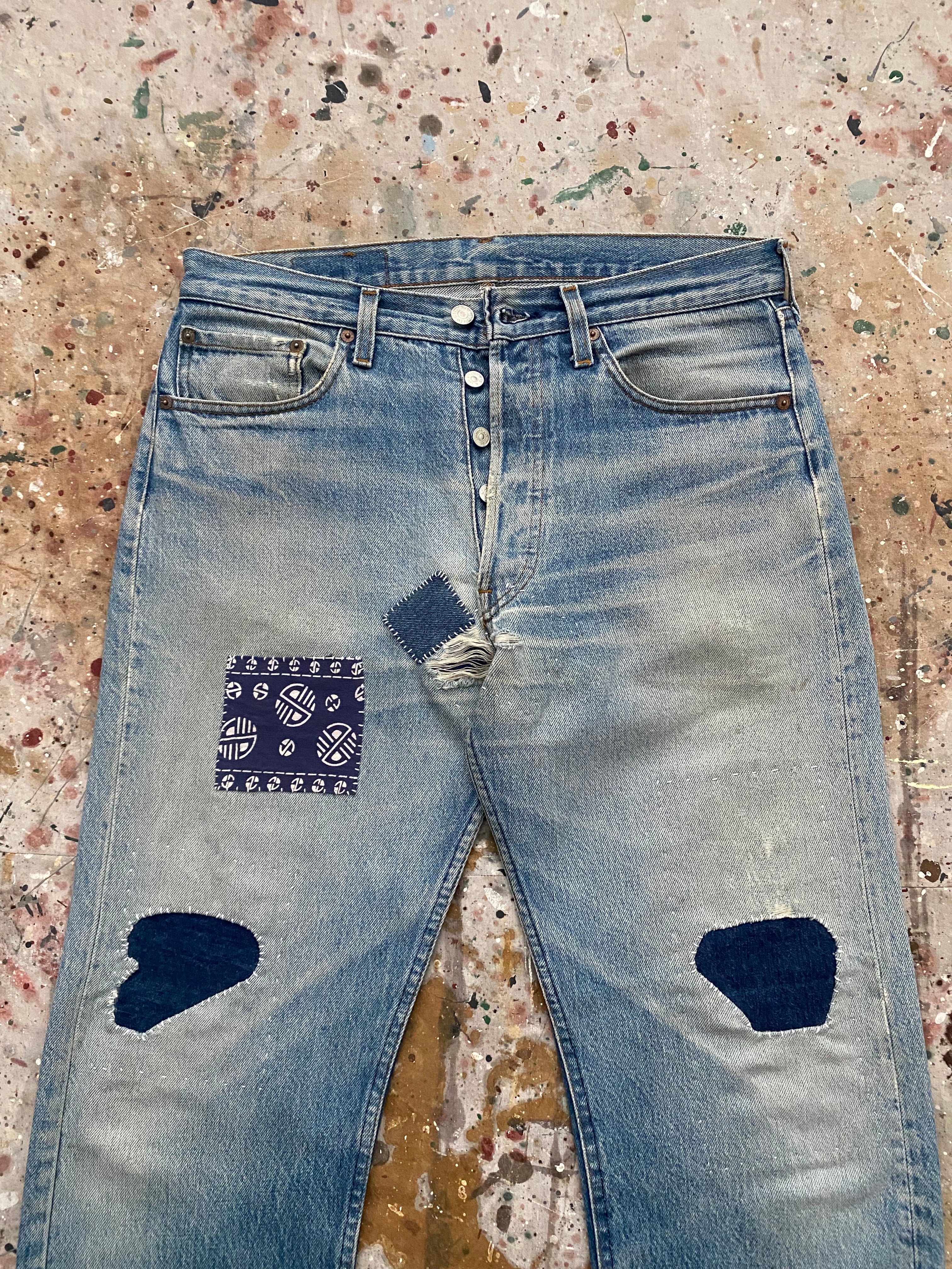 80s faded and repaired levi's 501 jeans