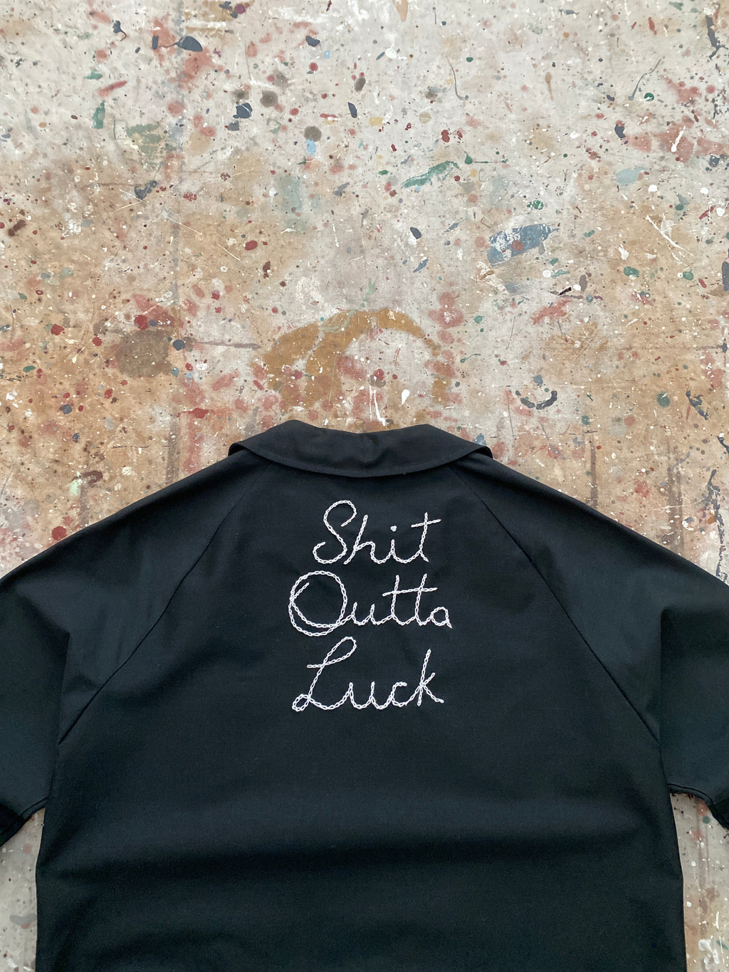 60s "sol" black chain stitched light weight jacket