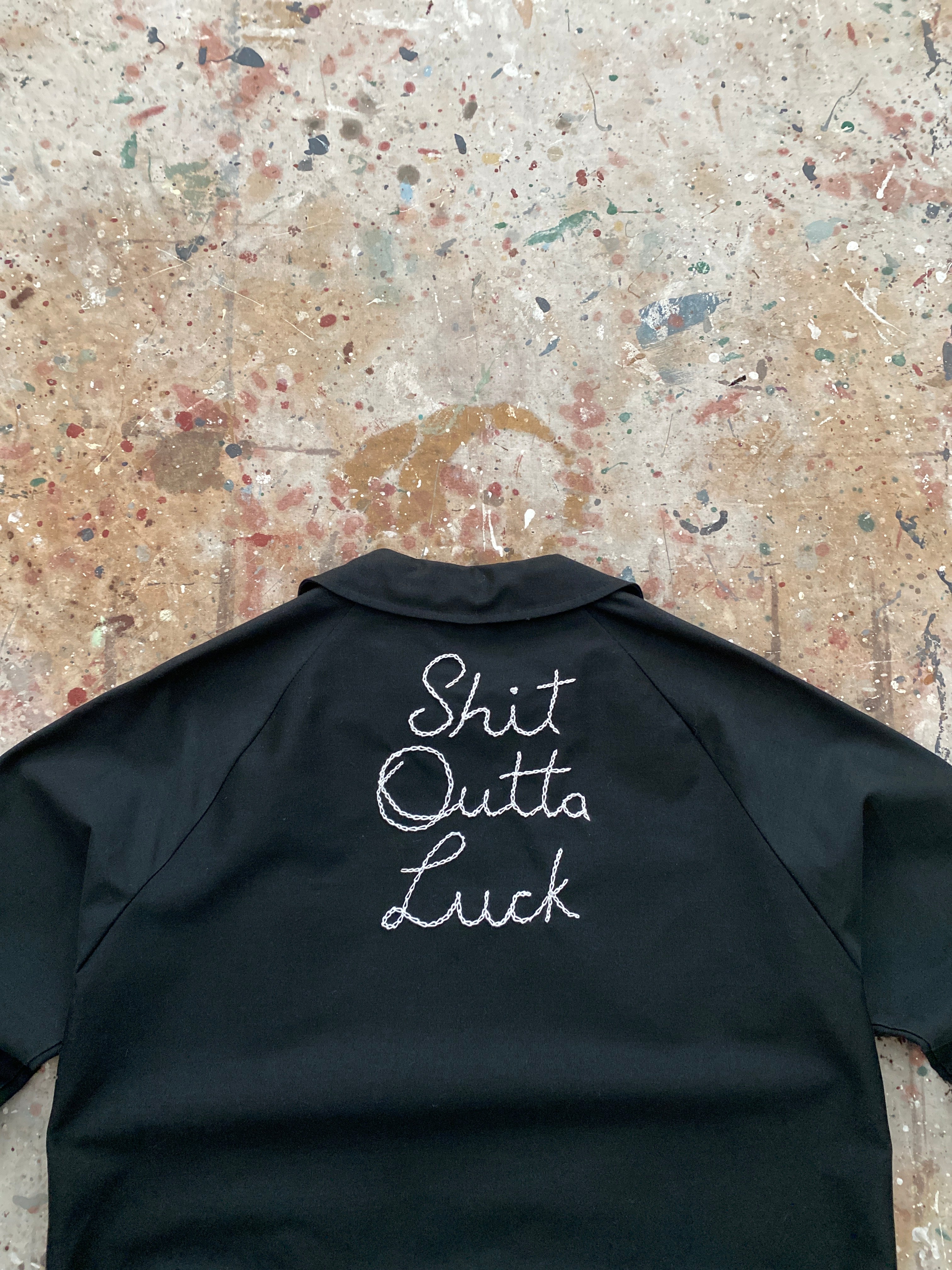 60s "sol" black chain stitched light weight jacket