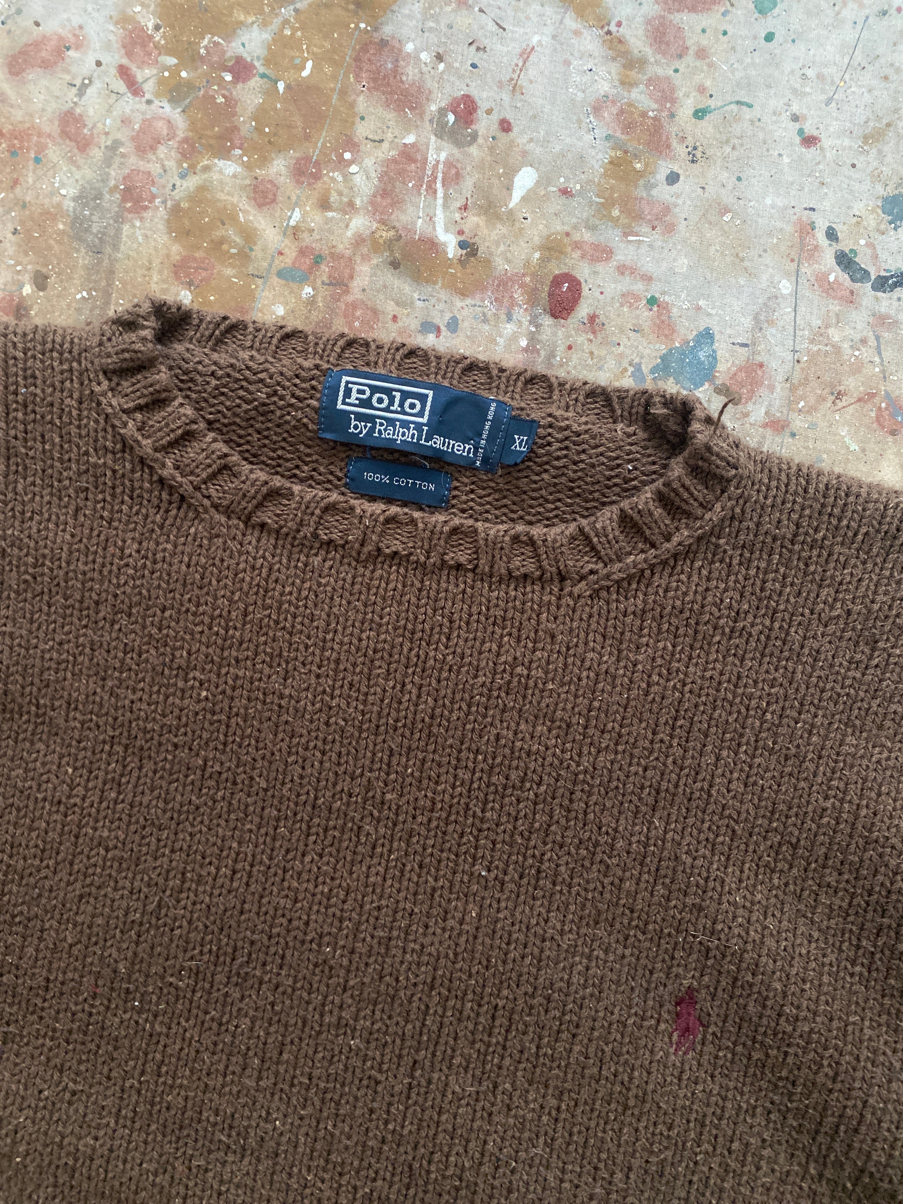 90s PRL brown knit sweater