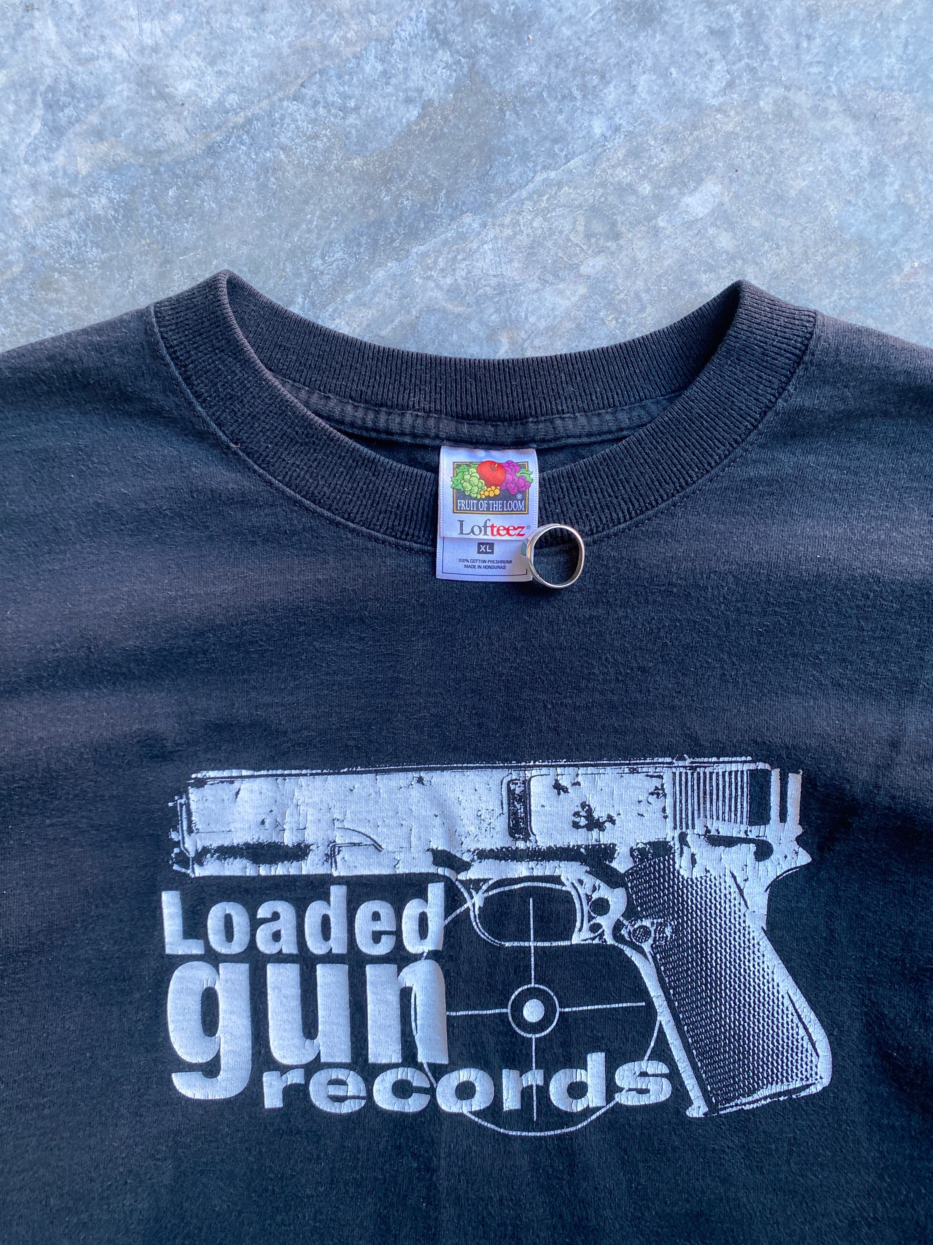 90s faded black loaded gun records long sleeve tee