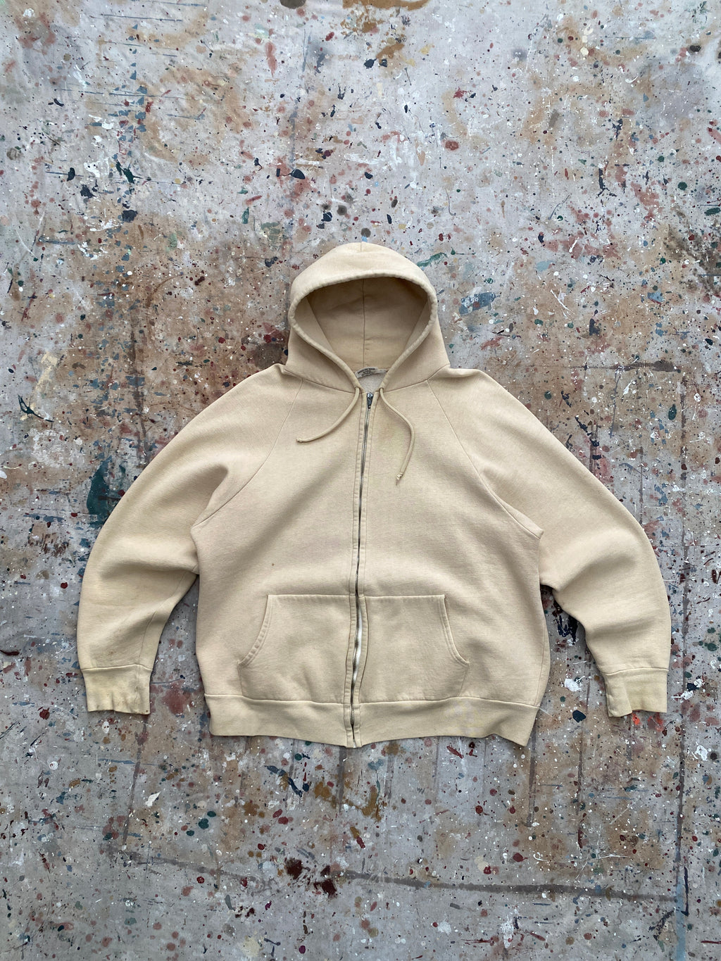 70s cream zip up raglan sweatshirt