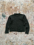 dark green hand knit wool fishermans sweater