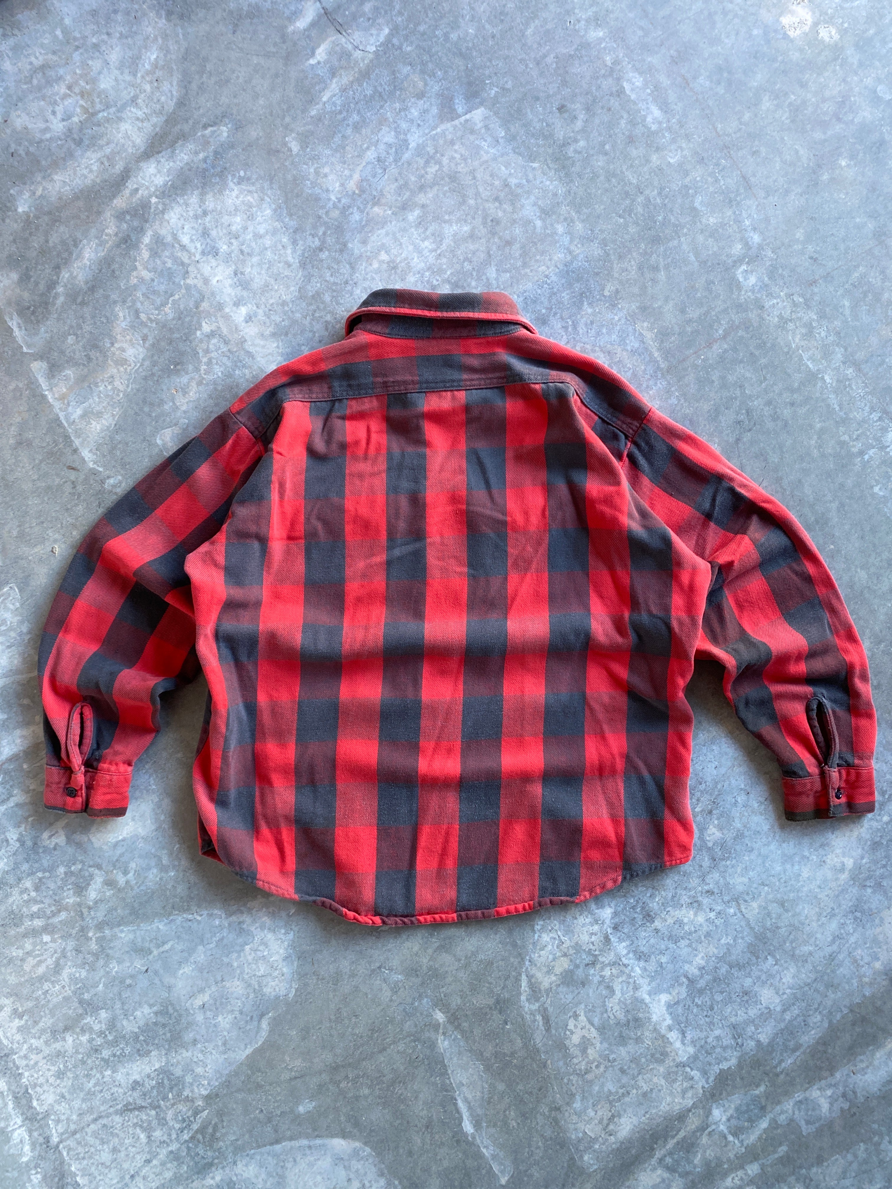 70s buffalo plaid brushed cotton flannel shirt
