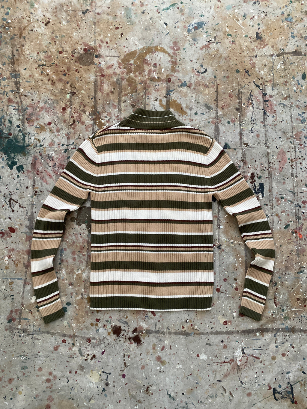 90s striped cotton knit mock neck sweater