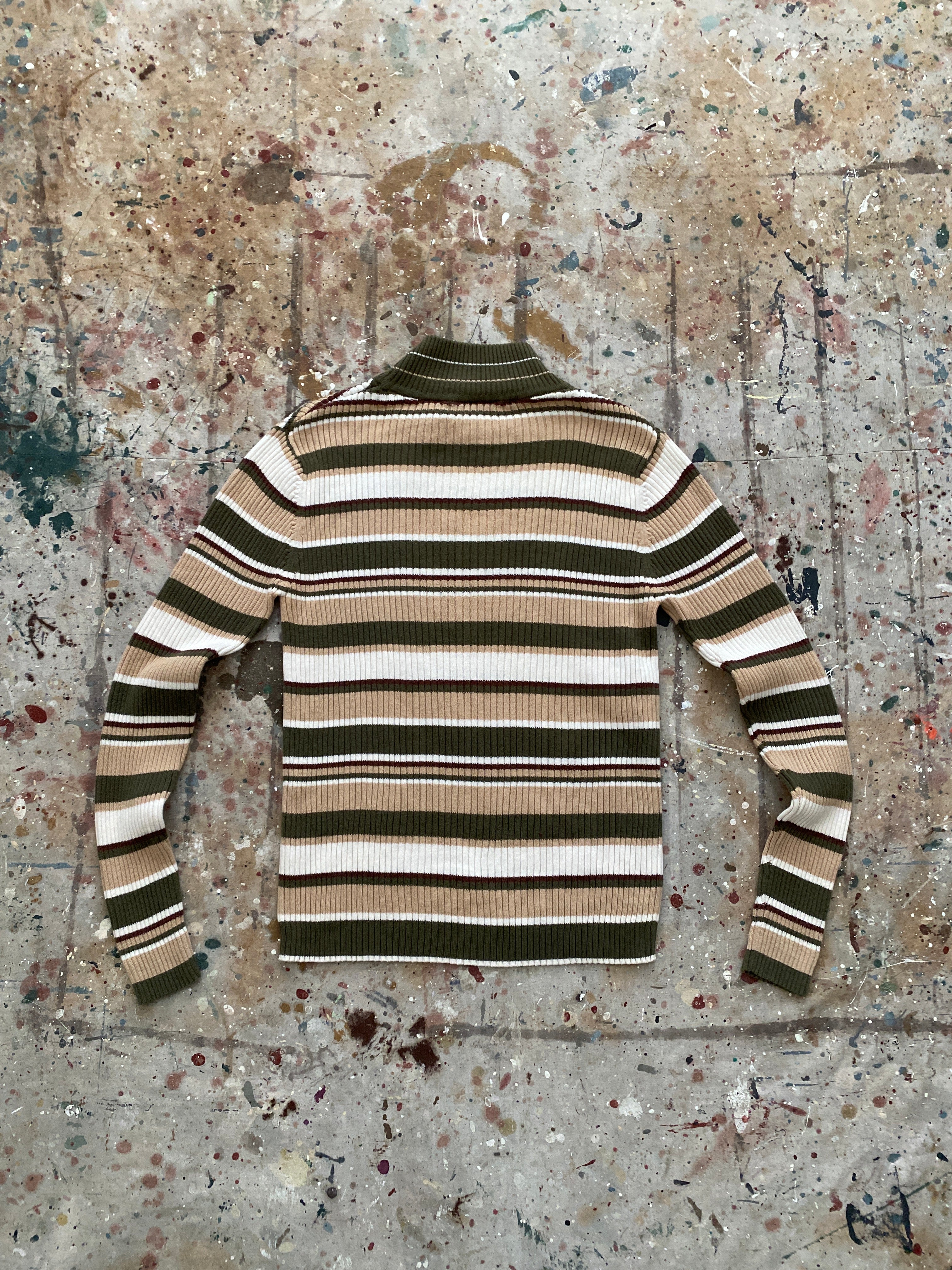 90s striped cotton knit mock neck sweater