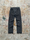 80s faded black levi's 505 released hem painter jeans