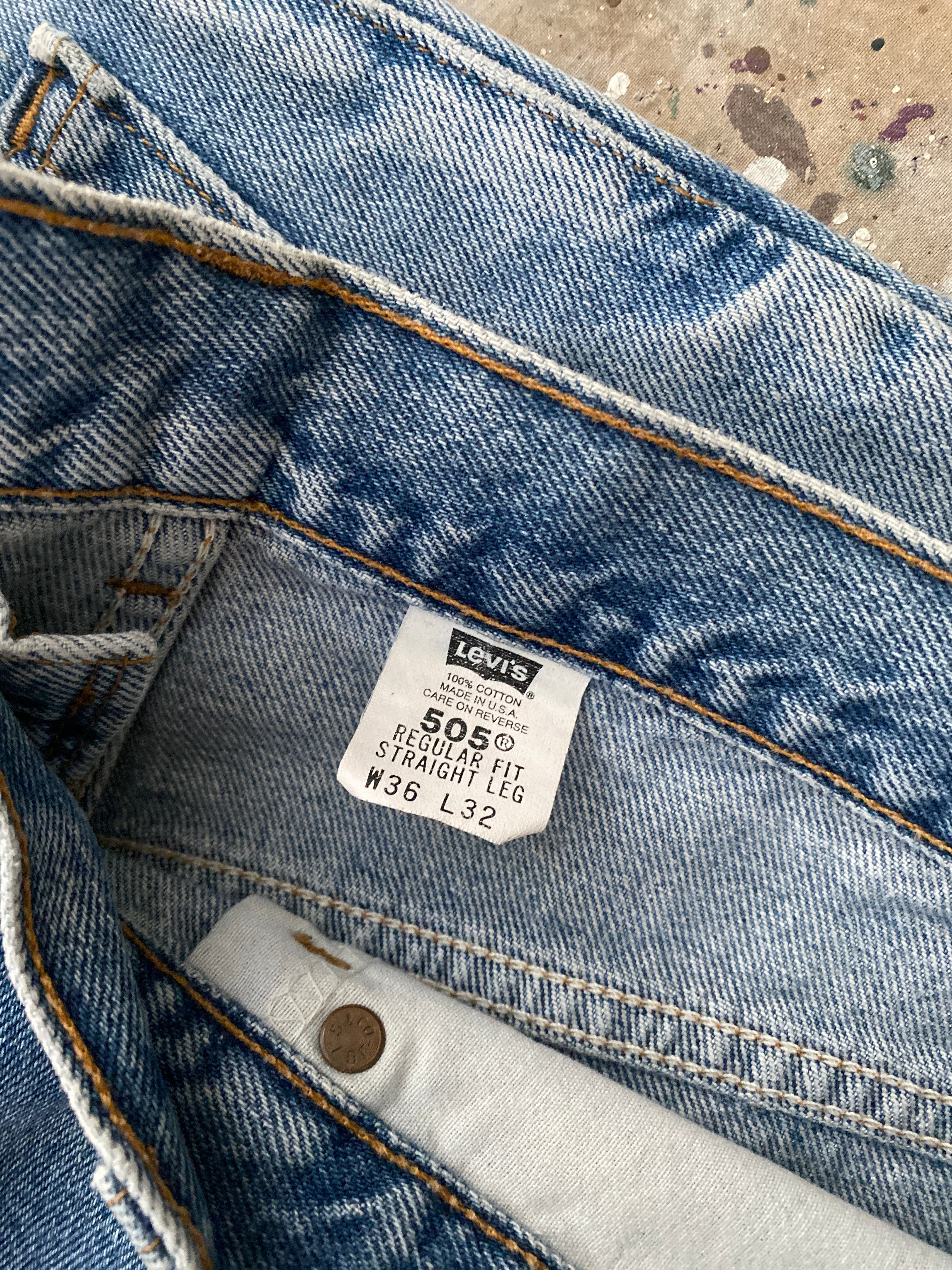 90s levi's 505 paint splattered jeans