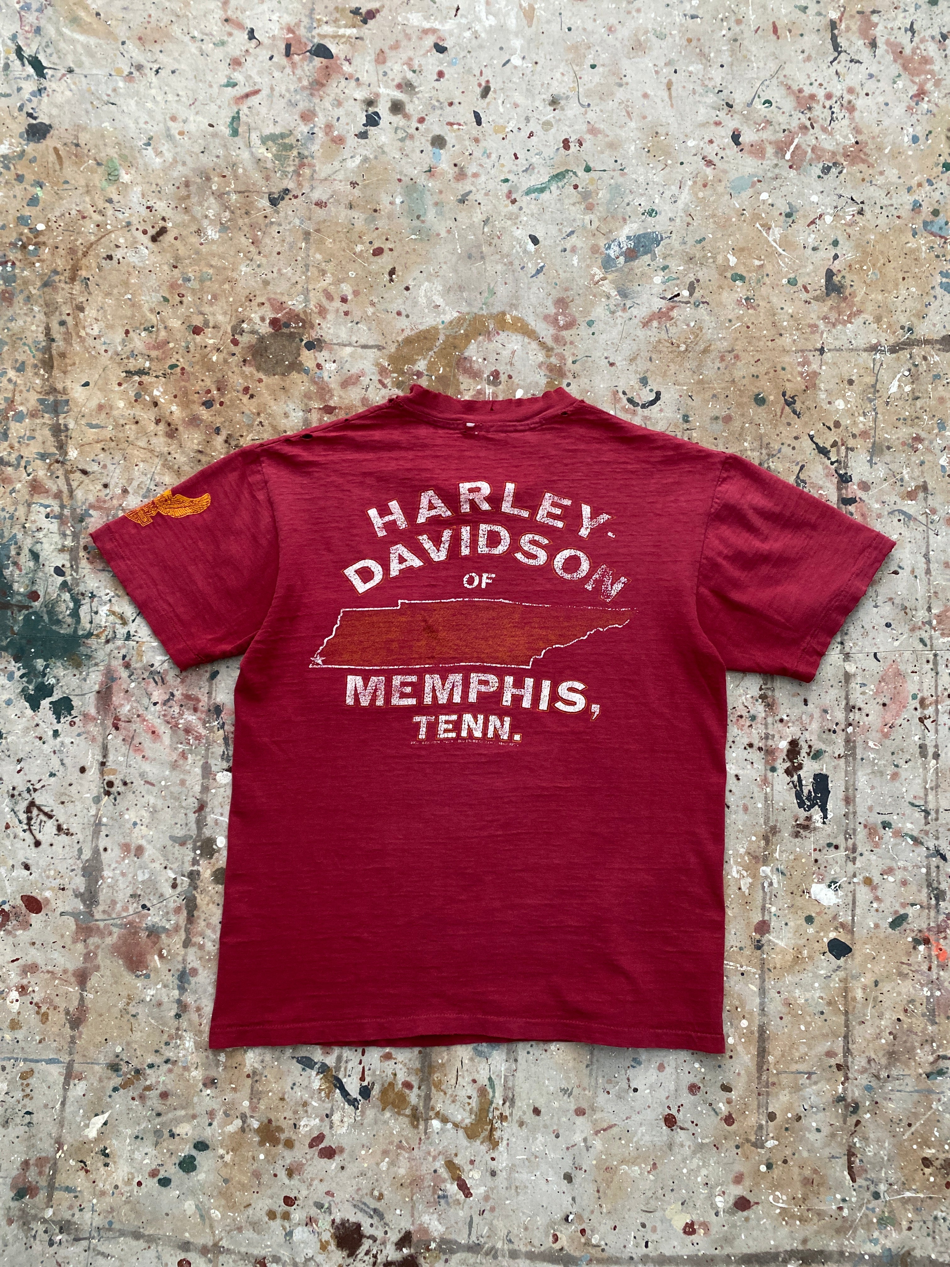 80s harley davidson distressed pocket tee