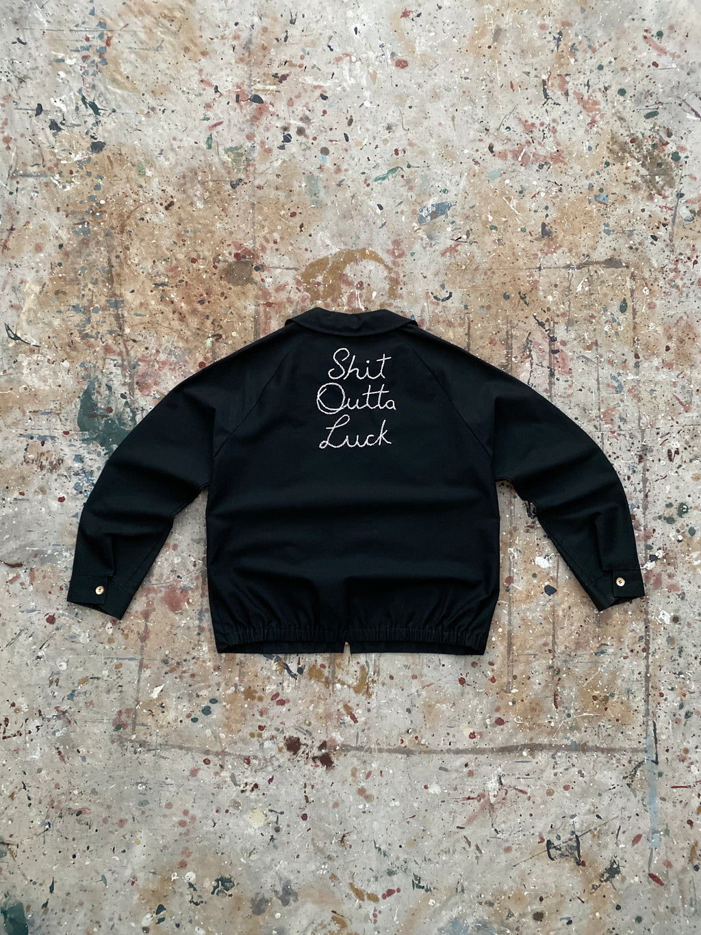 60s "sol" black chain stitched light weight jacket