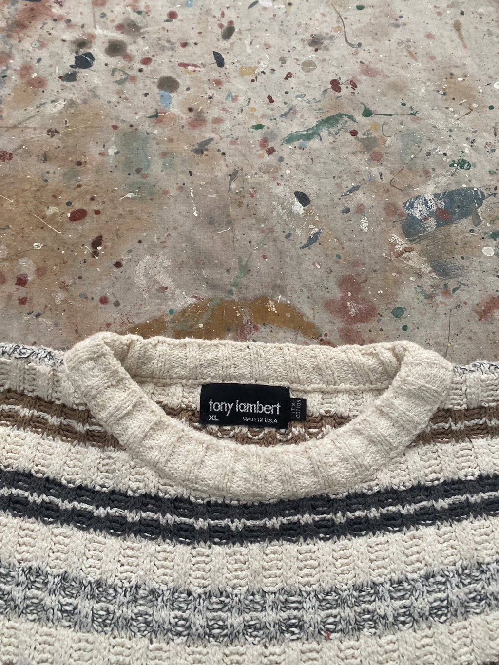 80s drop shoulder chunky knit cotton sweater