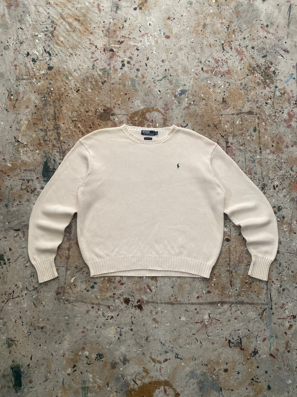 90s PRL cream cotton knit sweater