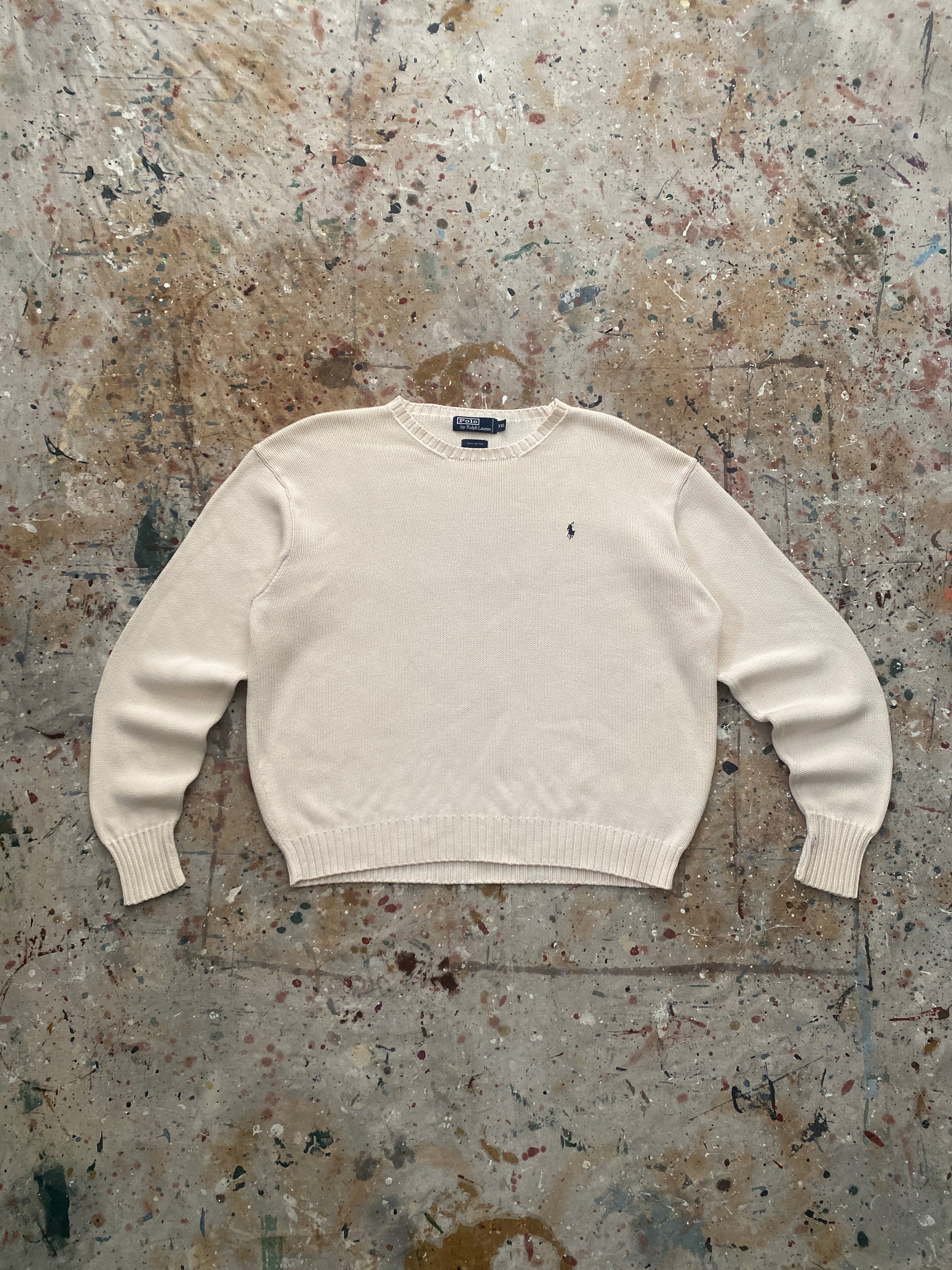 90s PRL cream cotton knit sweater