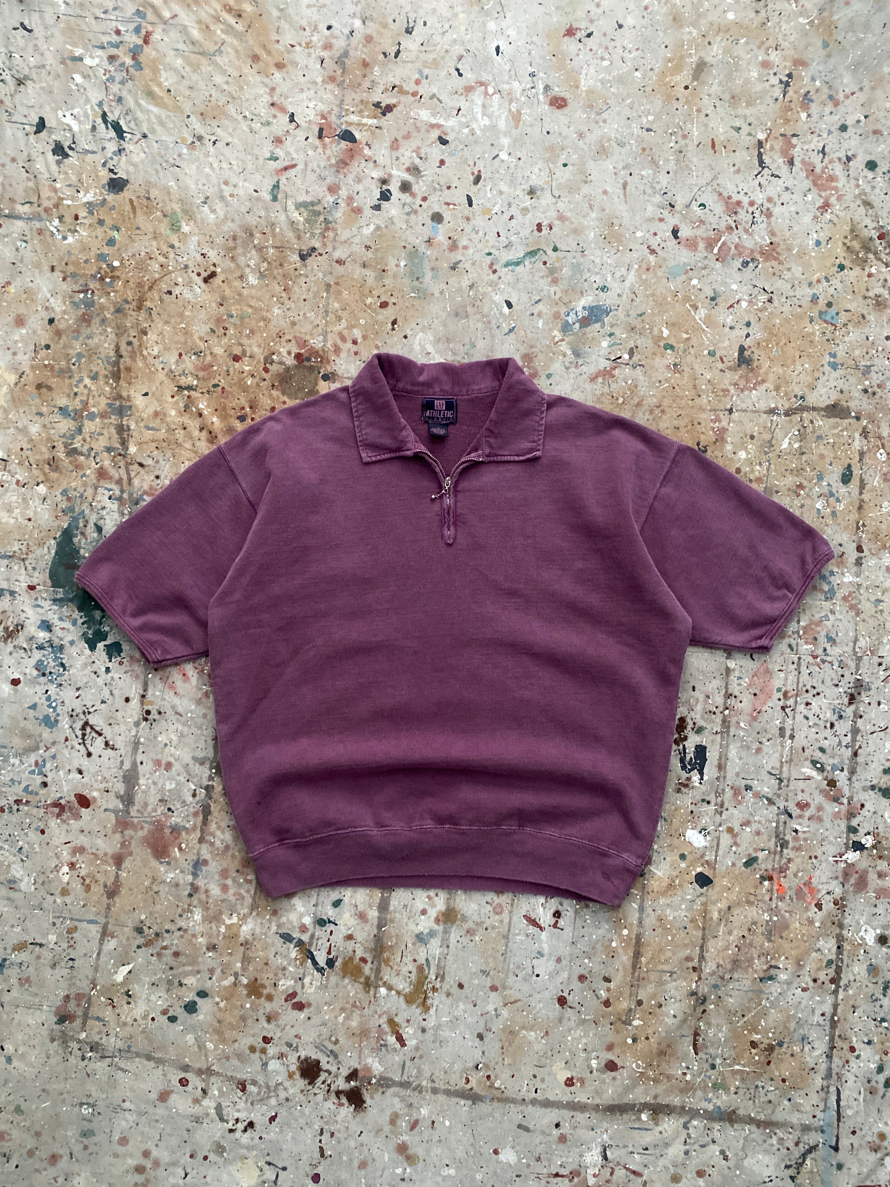90s GAP over dyed purple quarter zip short sleeve sweatshirt