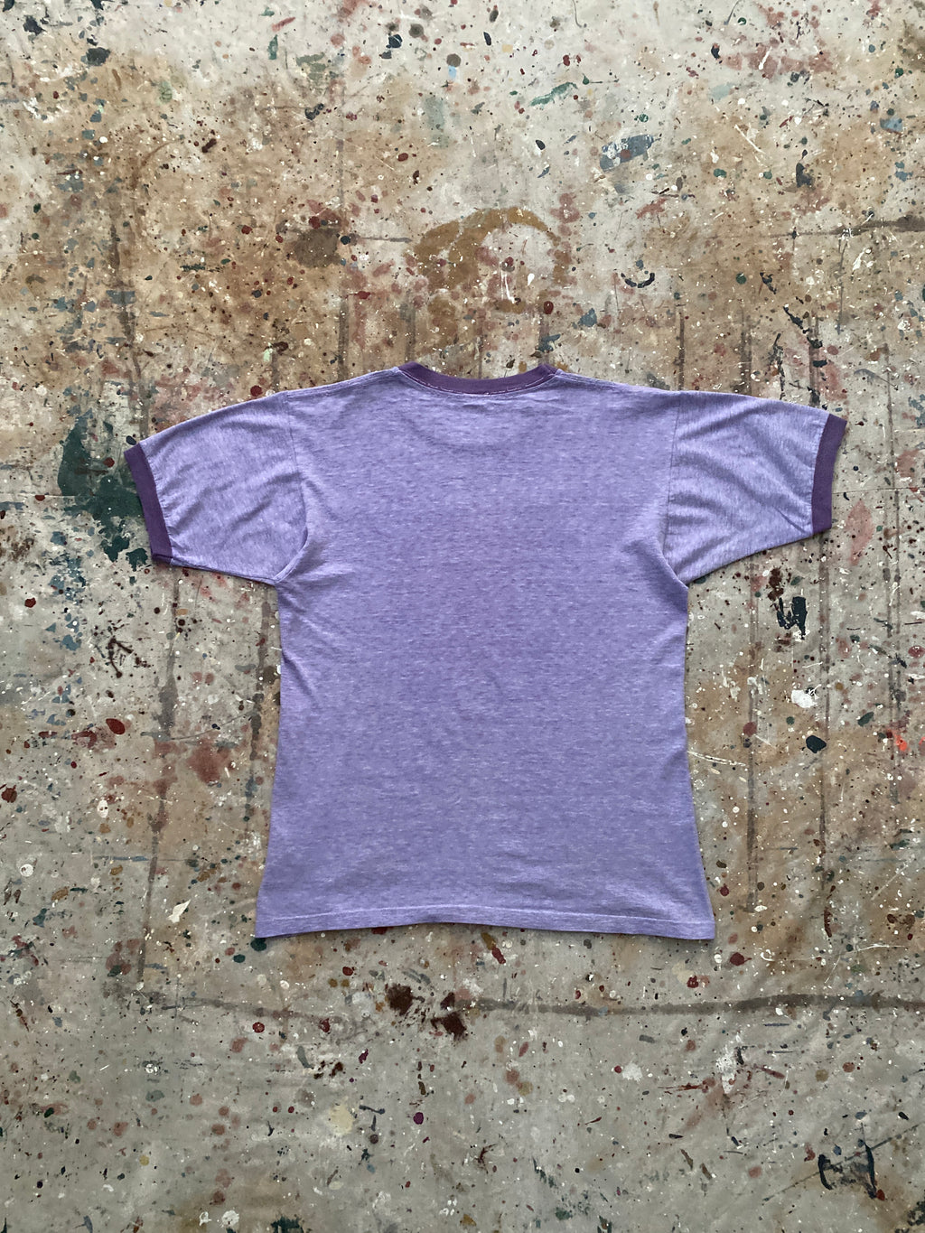 70s "save water" heather purple ringer tee