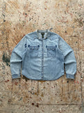 00s LRL repaired pearl snap denim western shirt